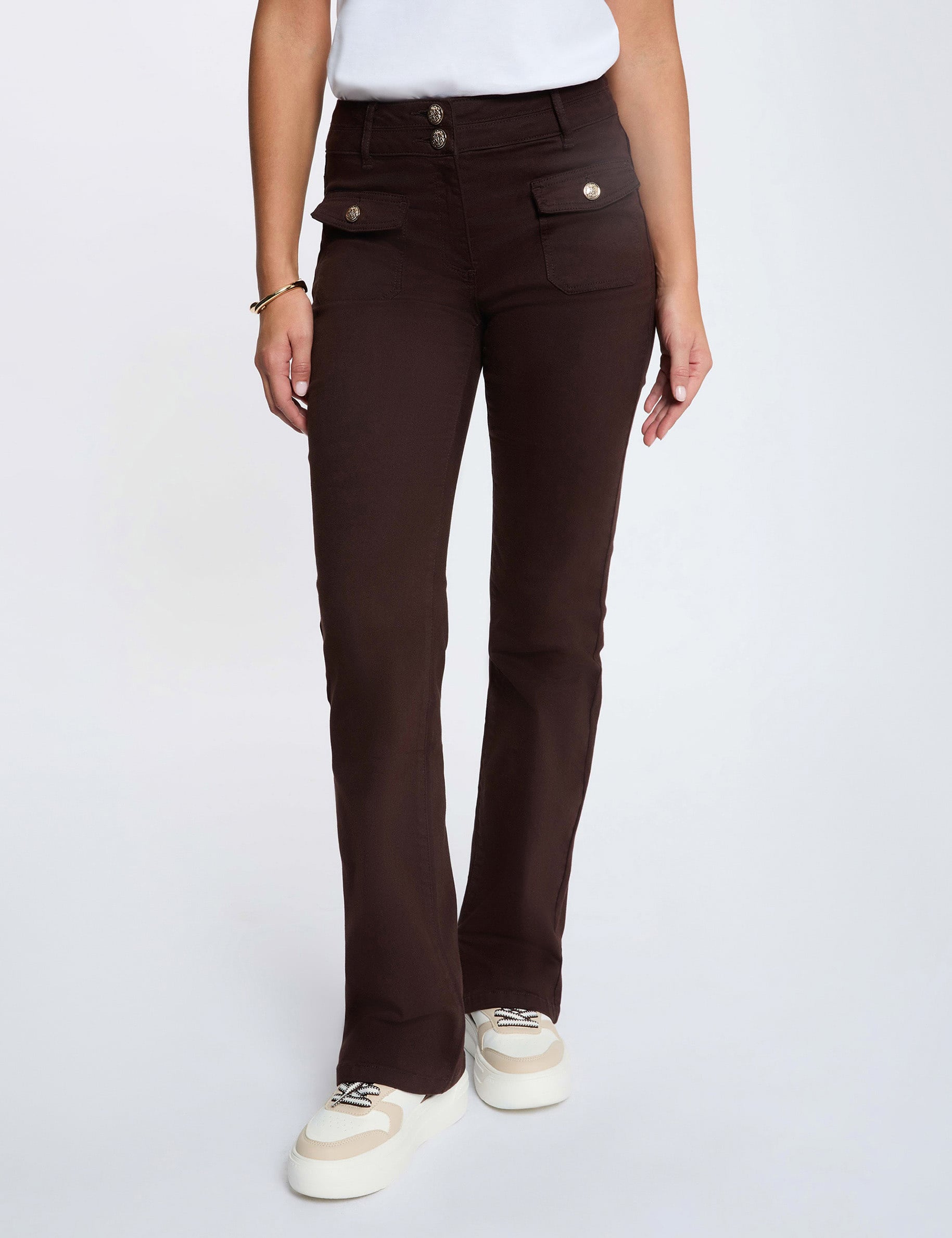 Pantalon bootcut marron fonc&eacute; femme