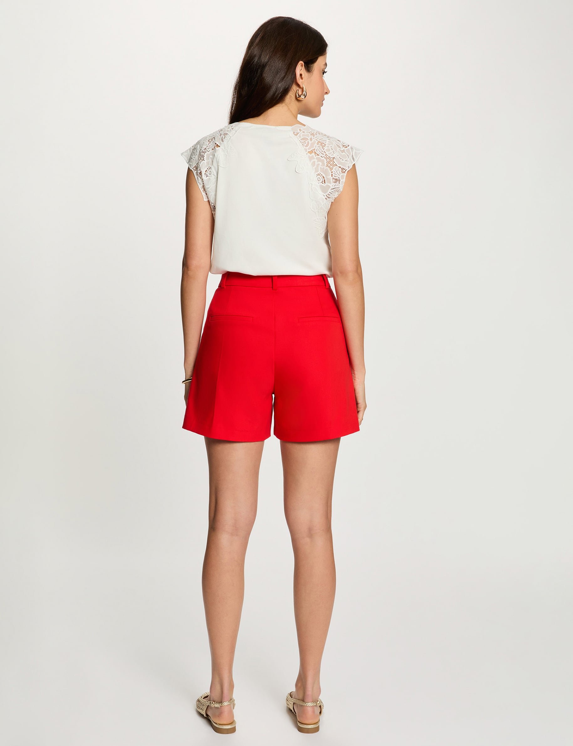 Top sans manches dentelle blanc femme