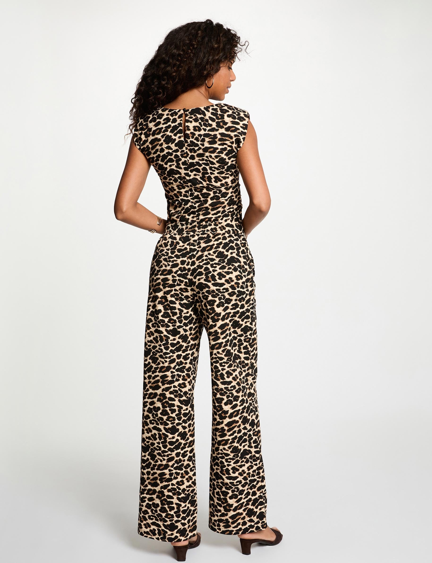 Pantalon droit imprim&eacute; multicolore femme