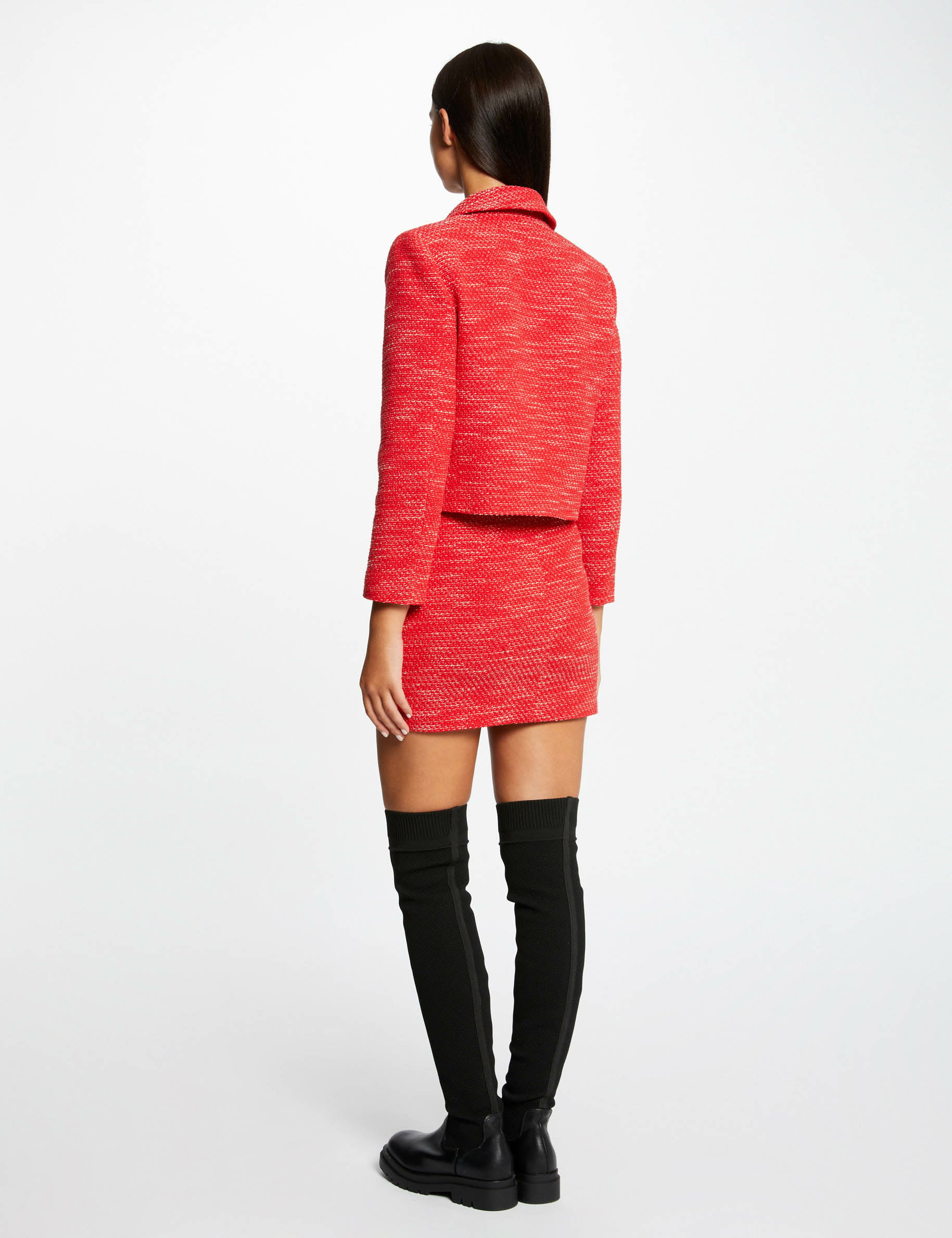 Veste droite boutonn&eacute;e rouge femme