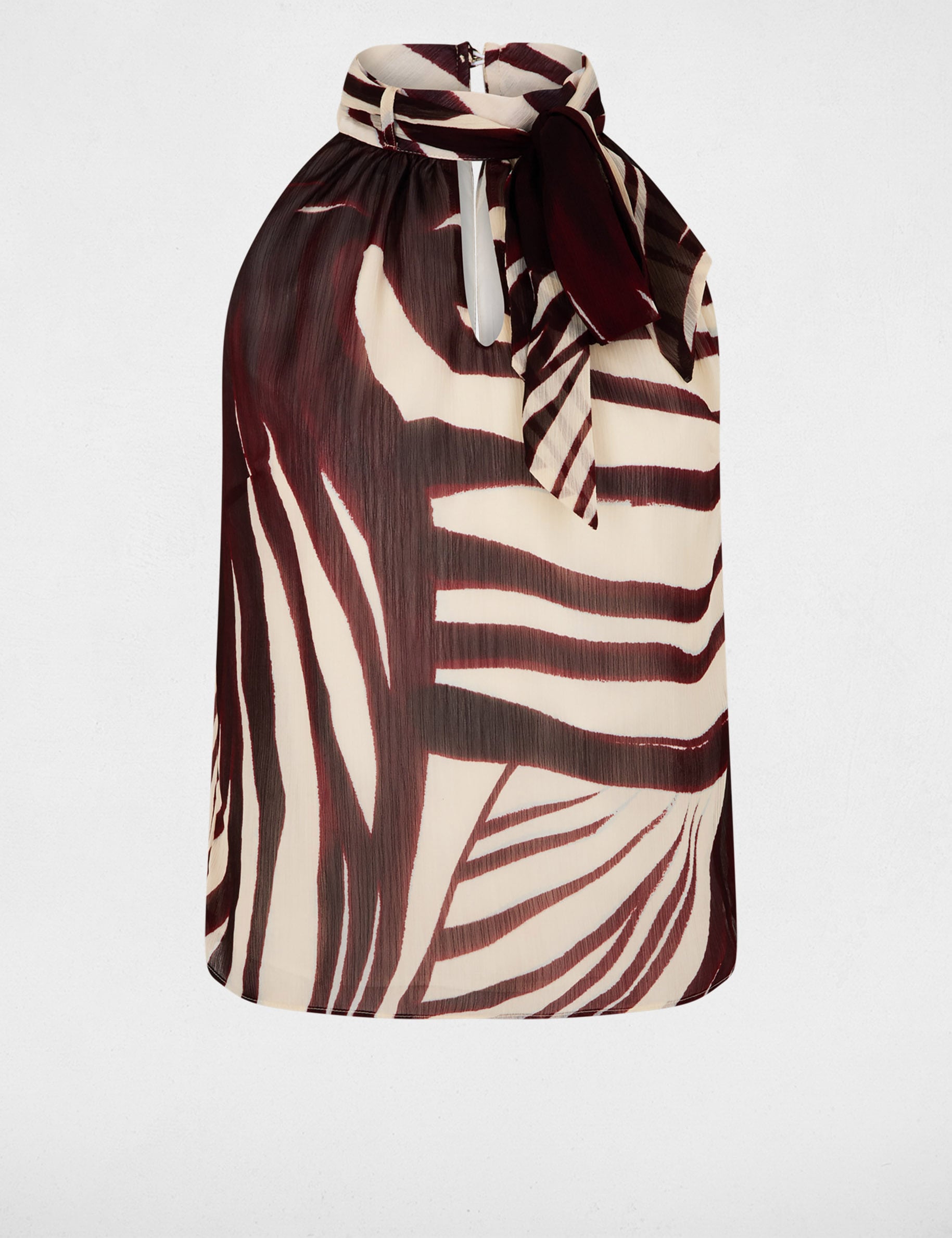 Top pliss&eacute; col lavalli&egrave;re multicolore femme