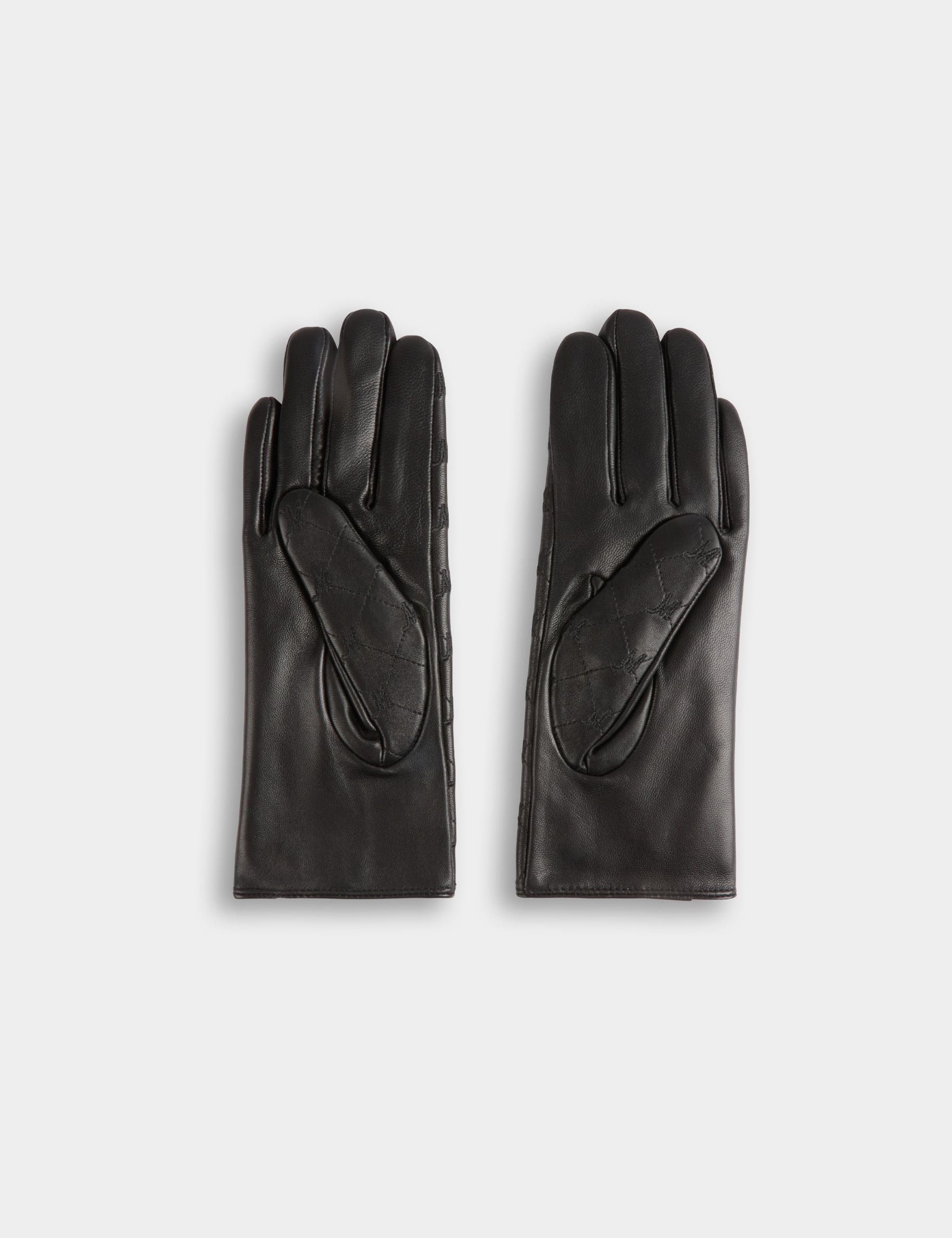 Gants similicuir monogramme noir femme