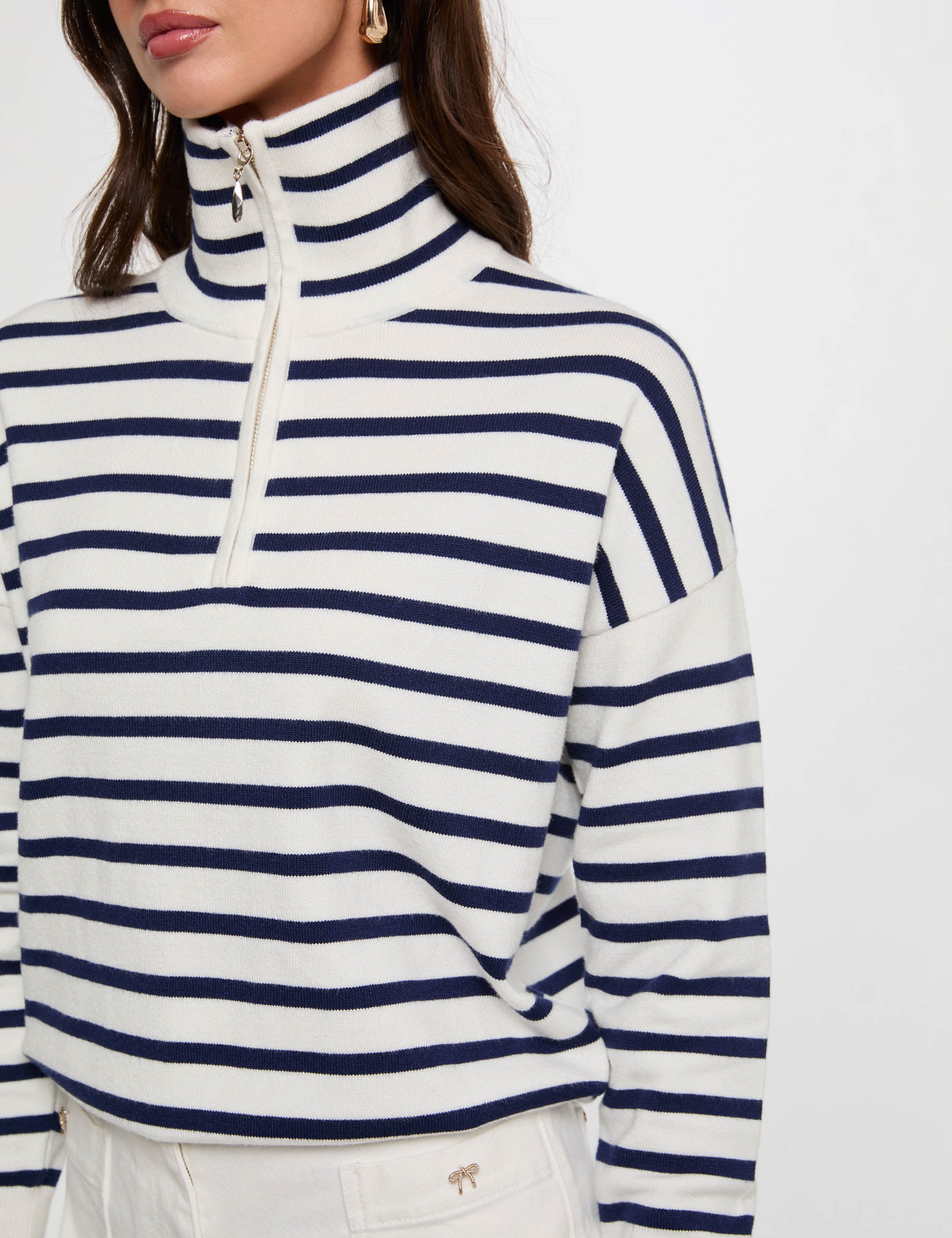 Pull col camionneur blanc femme