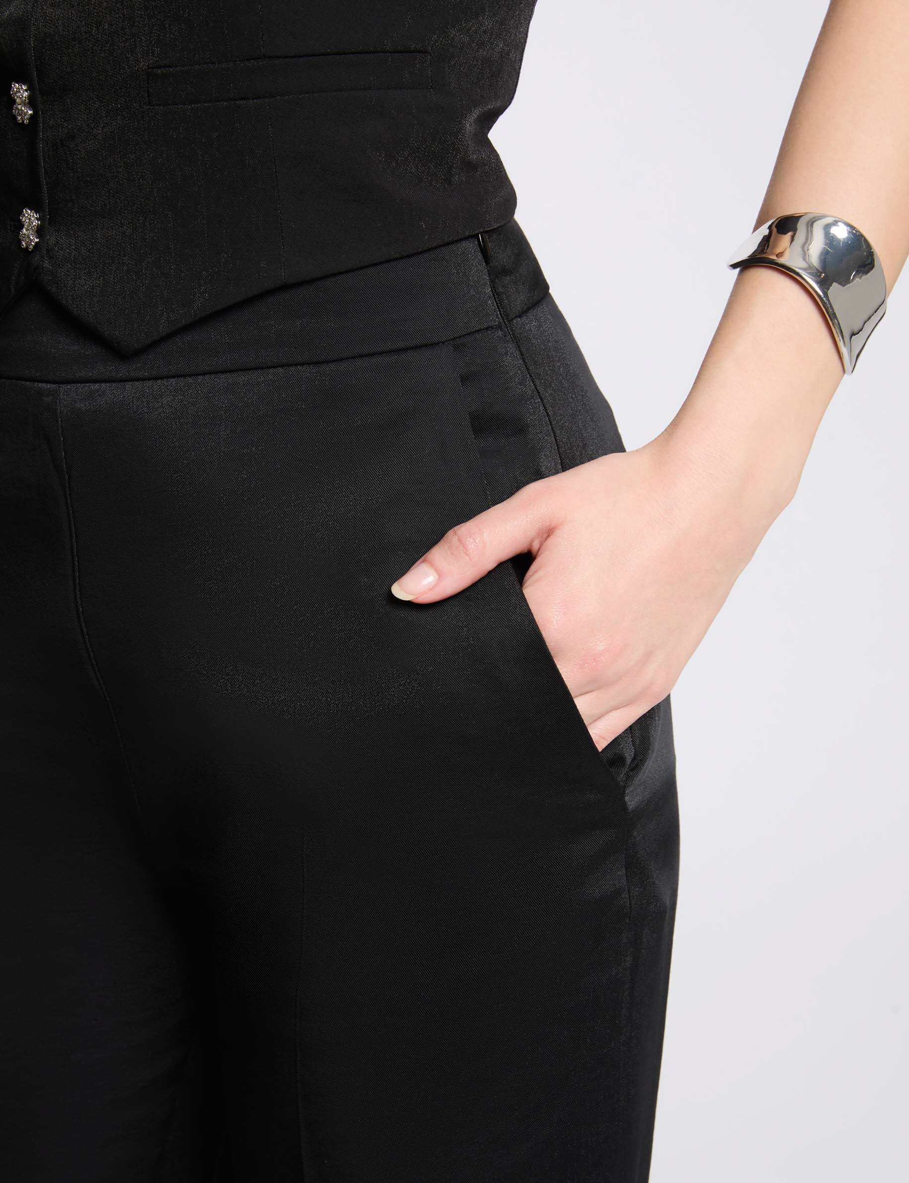 Pantalon large fluide noir femme