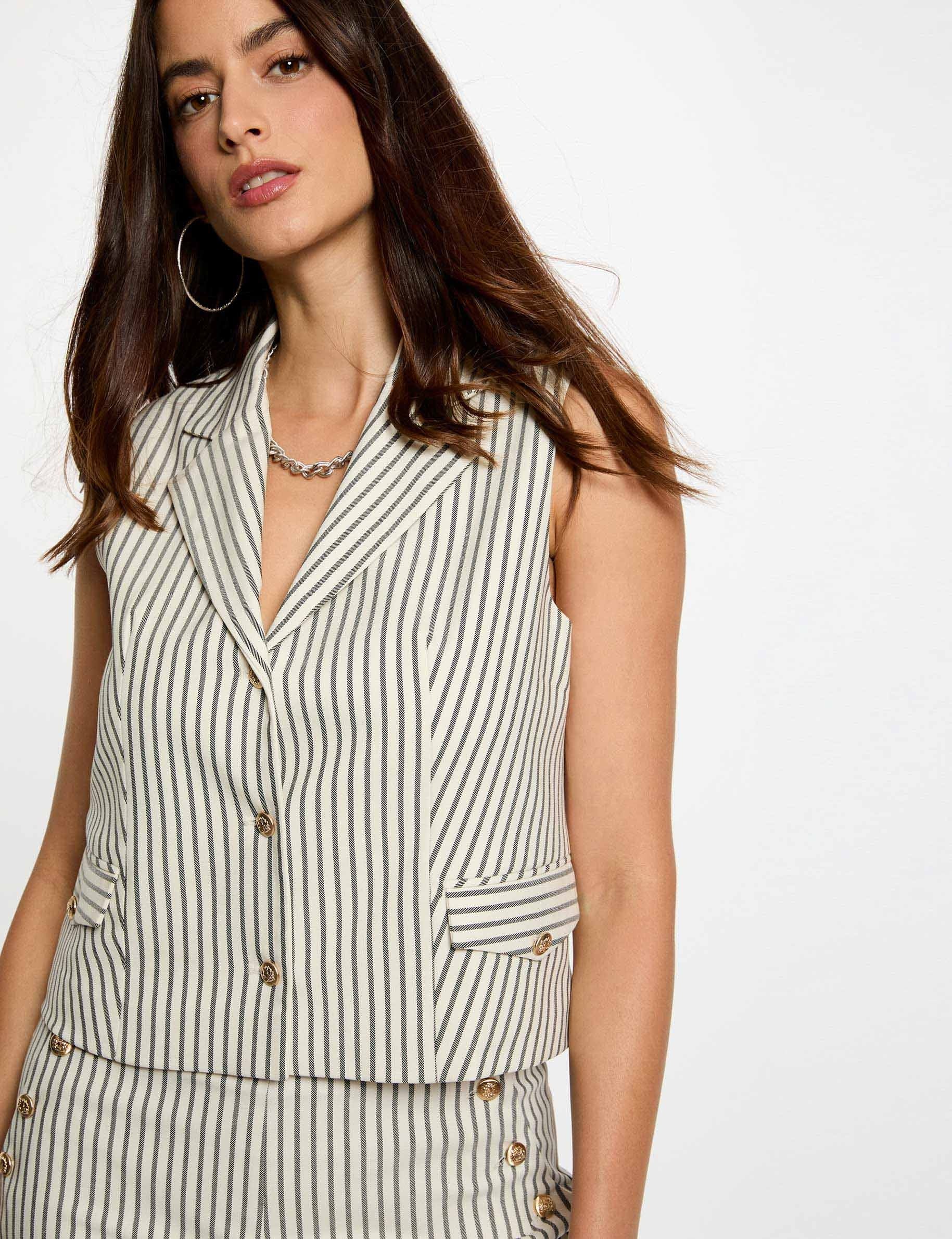Veste sans manches ajust&eacute;e multicolore femme