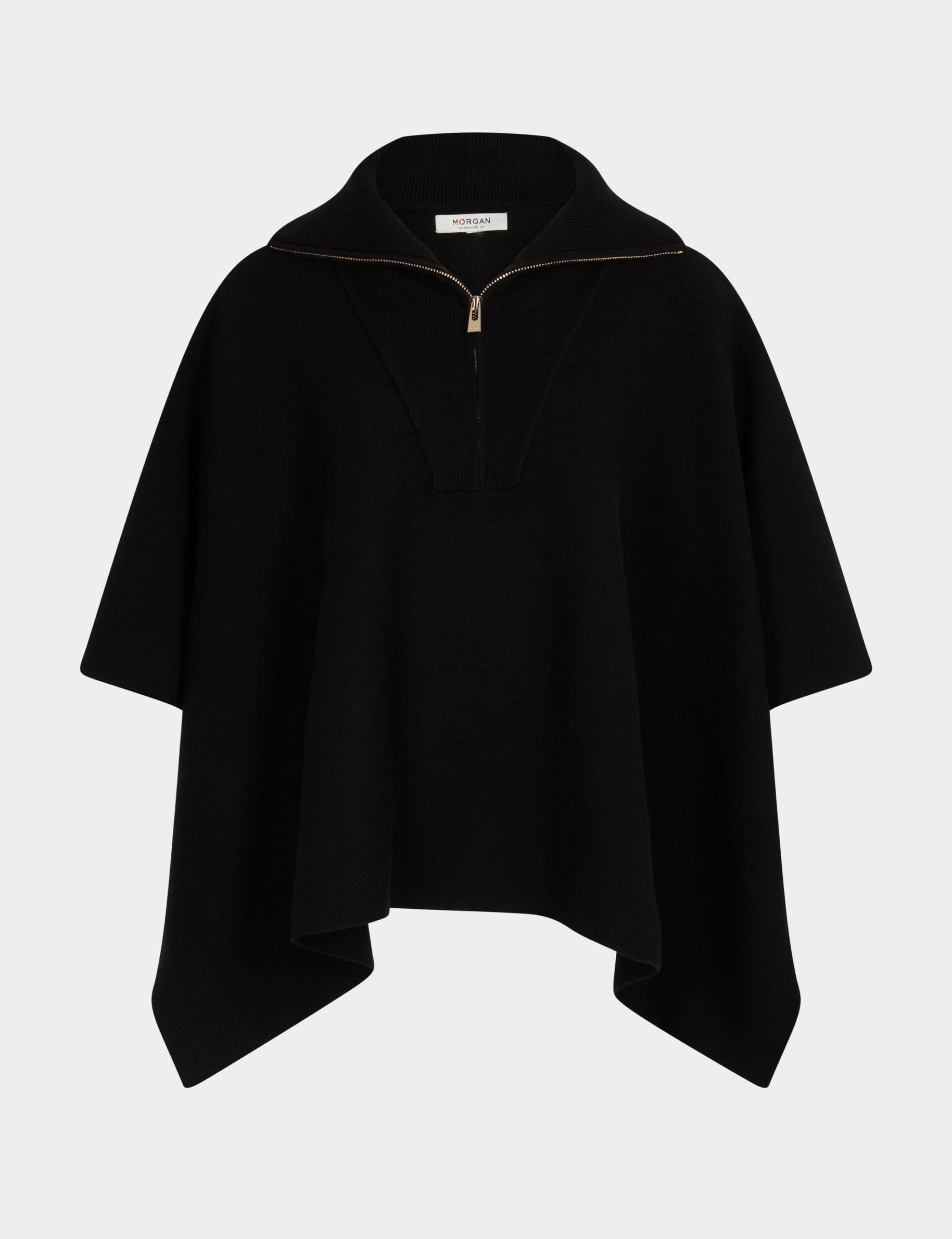 Poncho col ouvert noir femme