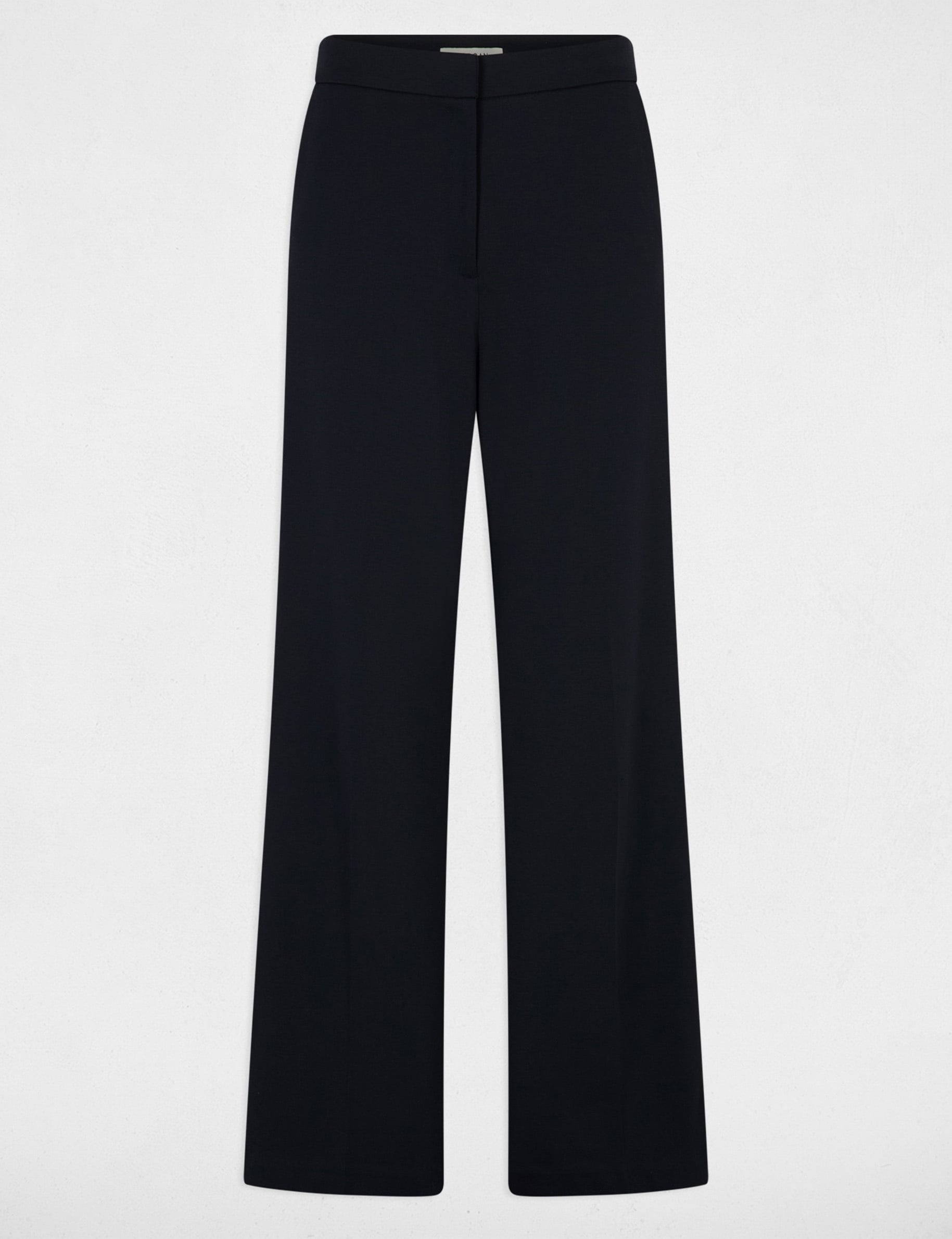 Pantalon large bandes c&ocirc;t&eacute;s bleu marine femme