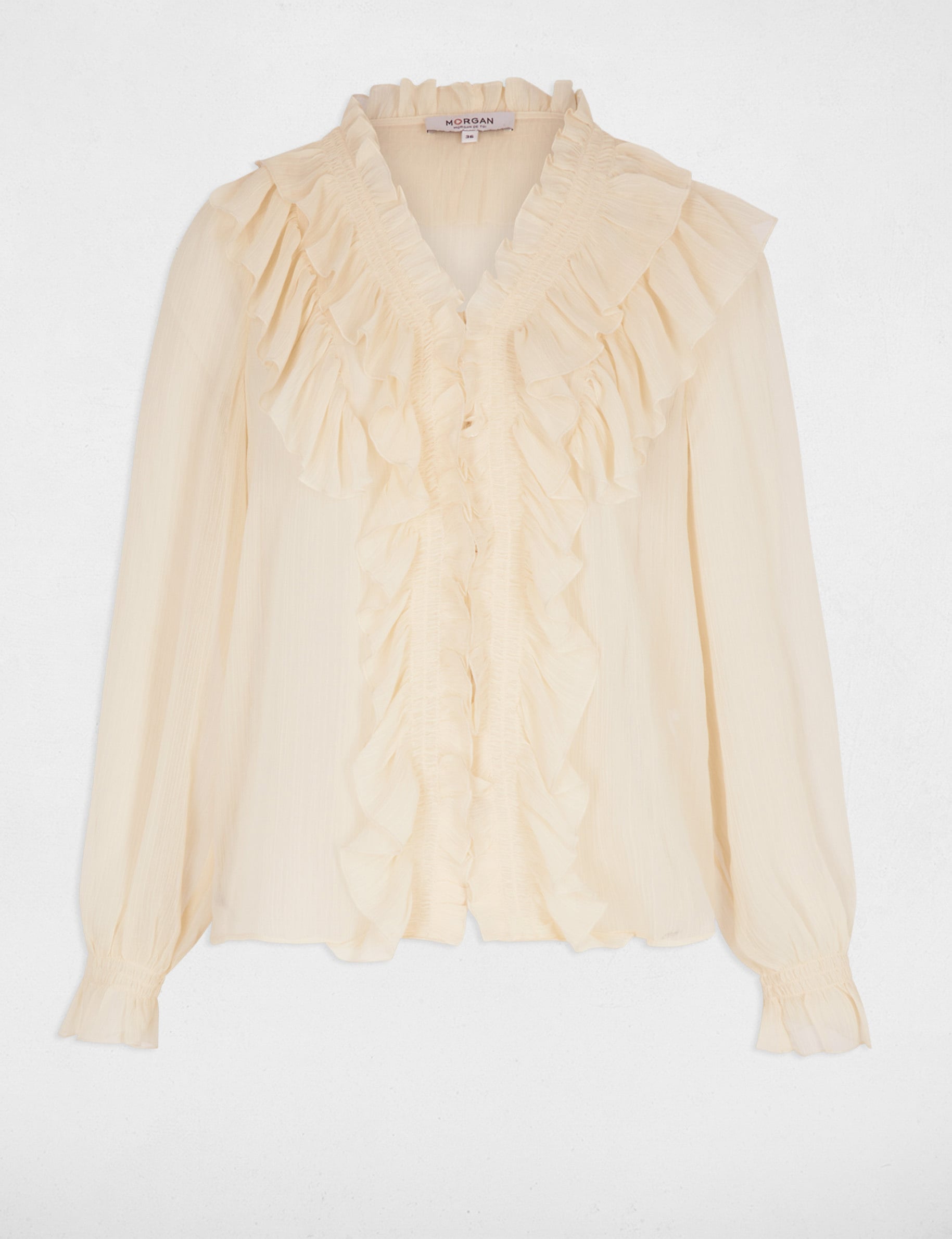 Chemise fluide col v creme femme