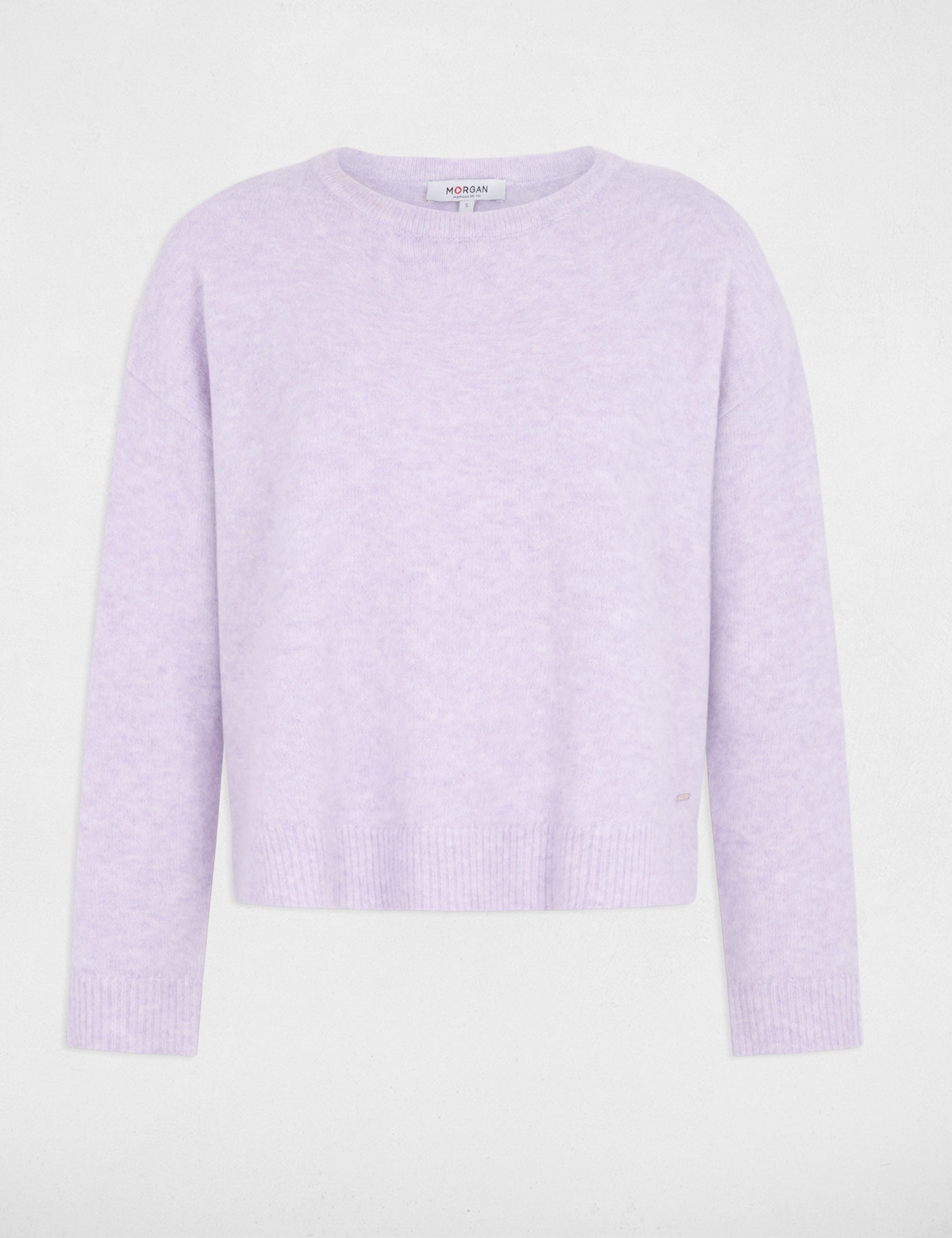 Pull col rond parme femme