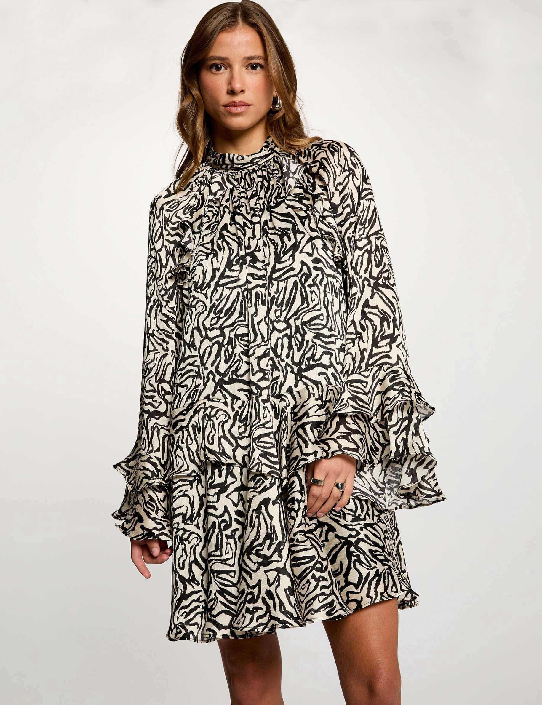 Robe courte pliss&eacute;e multicolore femme
