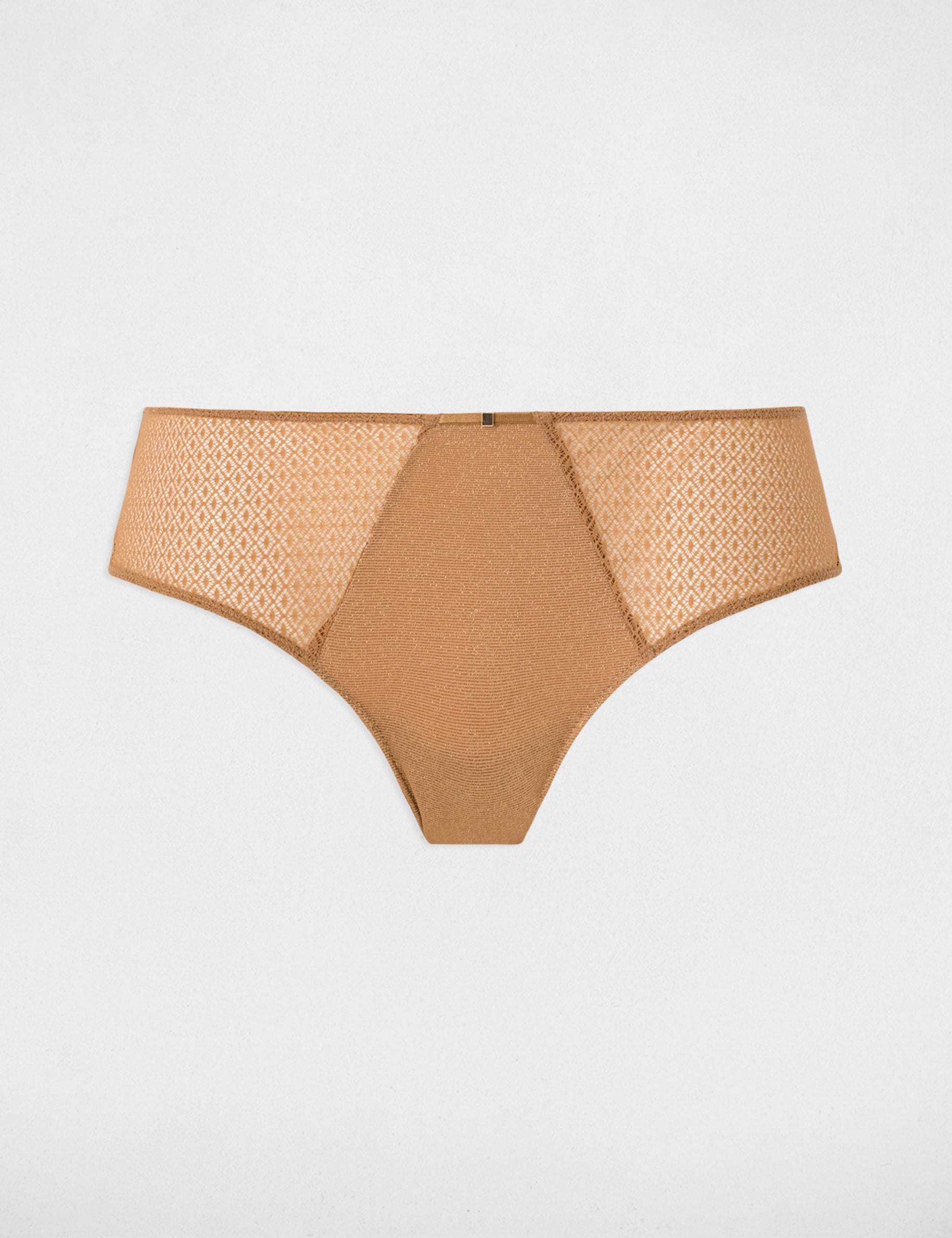Shorty dentelle jaune or femme