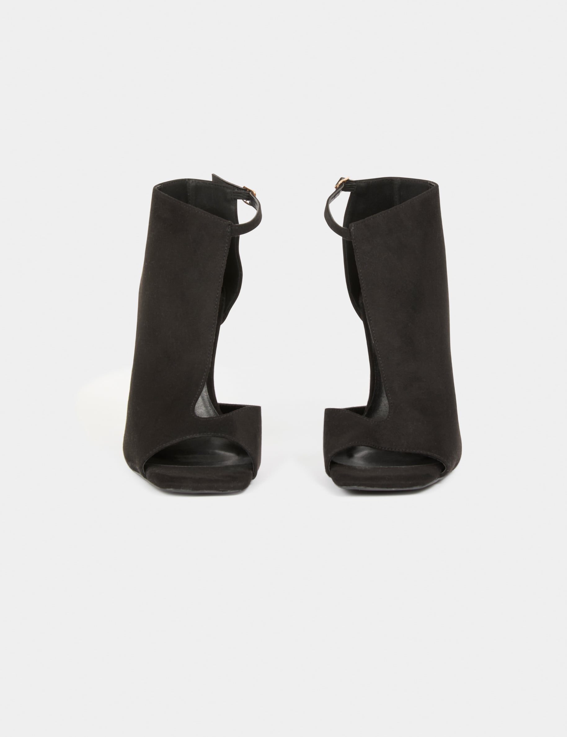 Sandales &agrave; talons demi-ouvertes noir femme