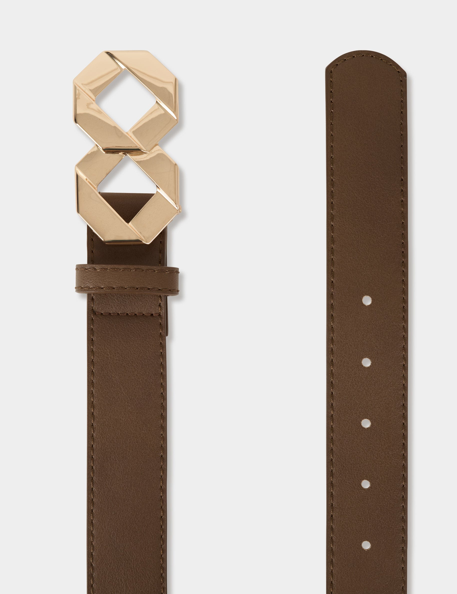 Ceinture fine similicuir marron clair femme
