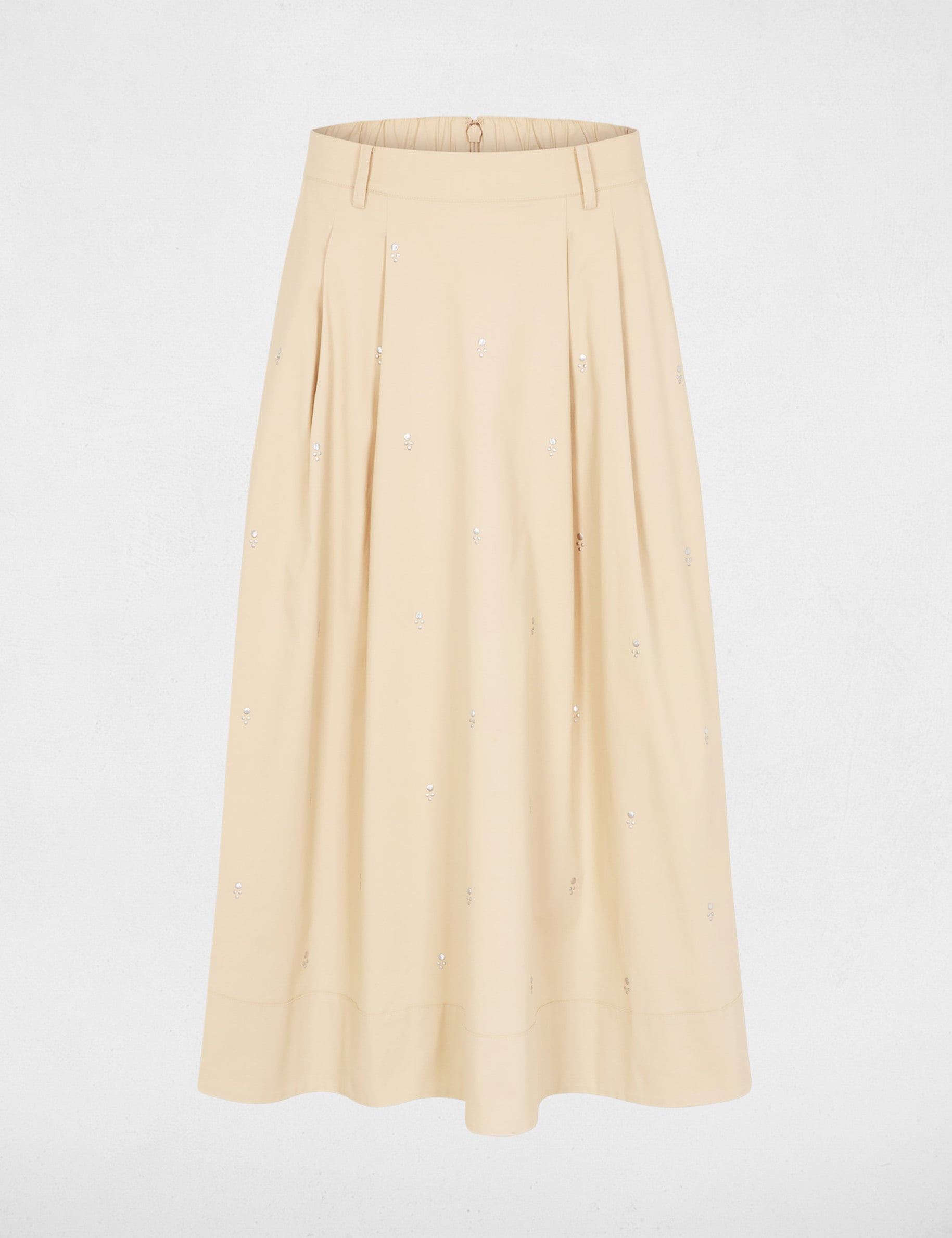 Jupe longue taille haute beige femme