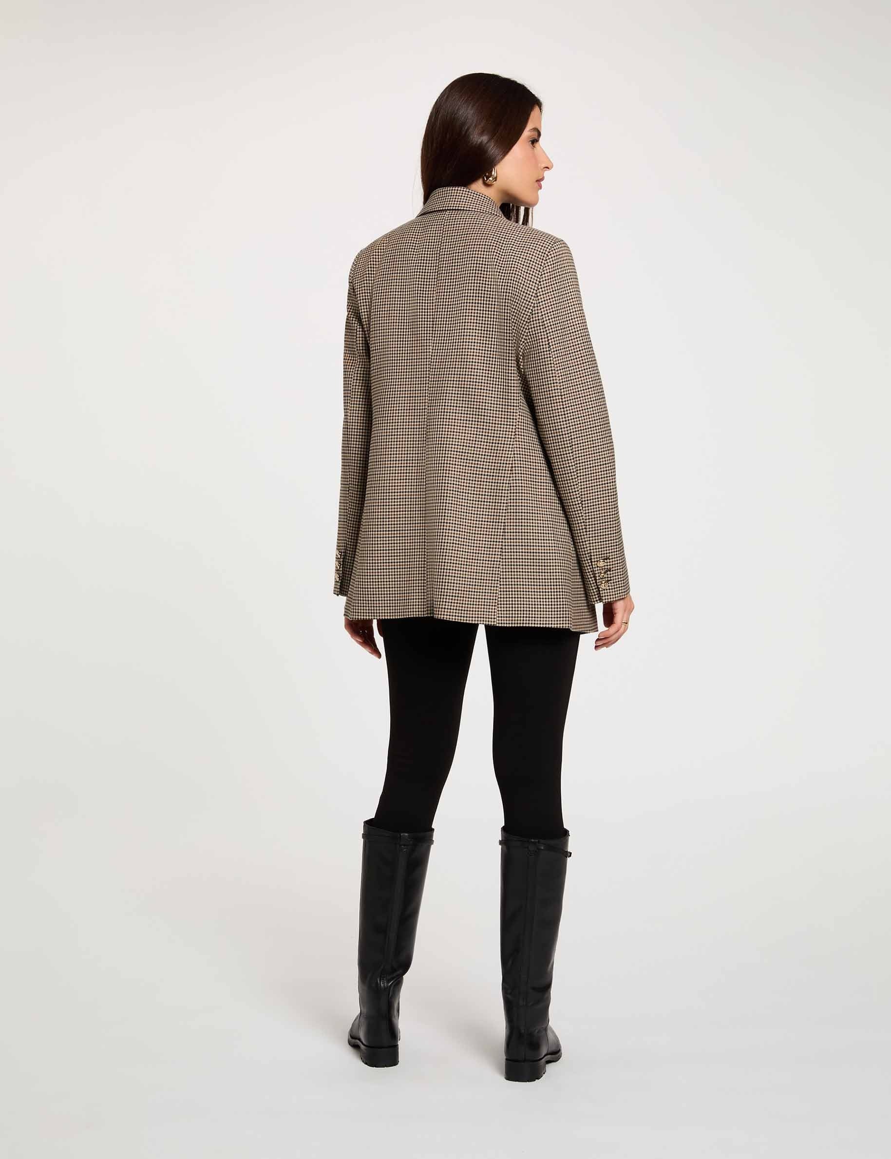 Blazer droit col tailleur marron femme