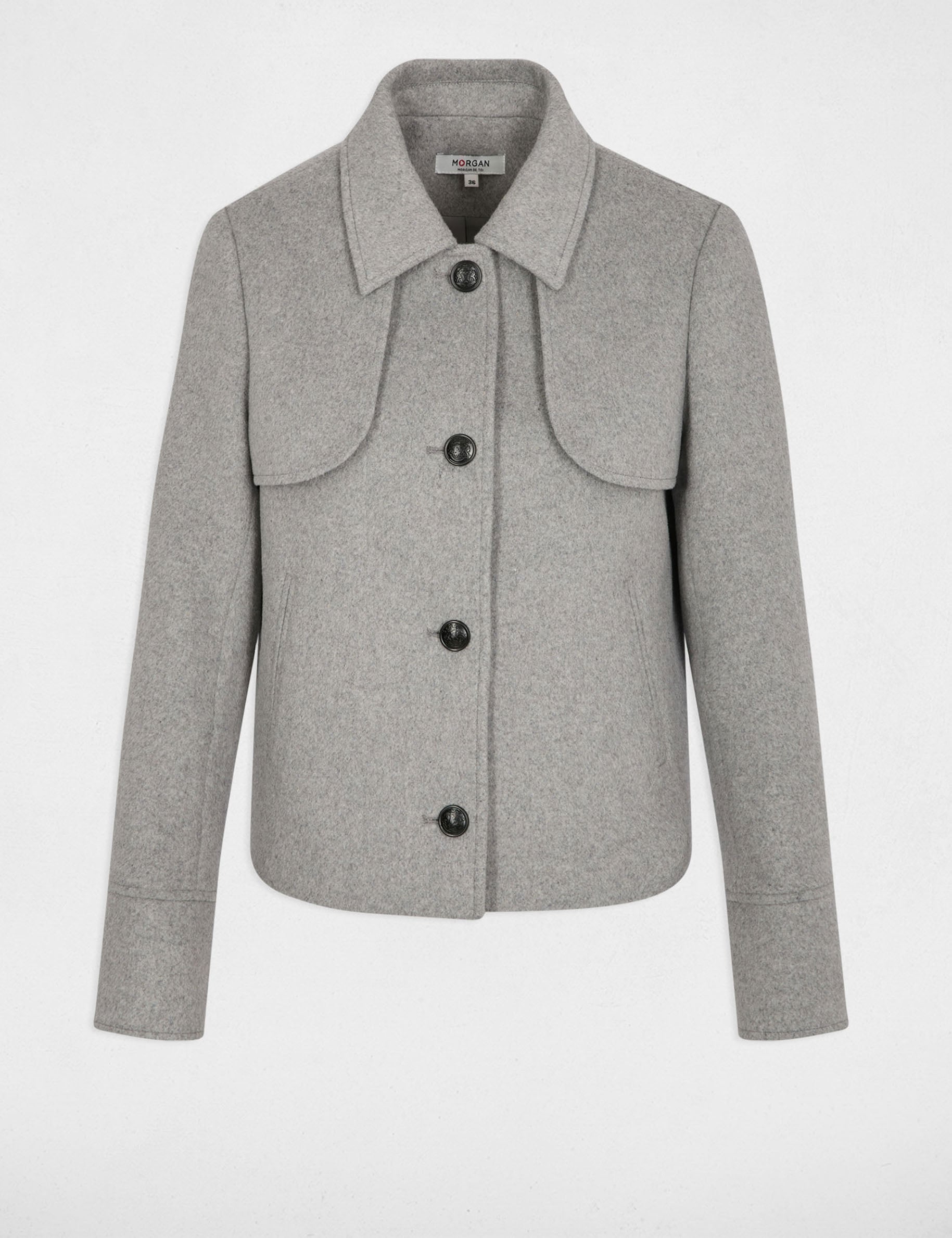 Manteau court ajust&eacute; gris moyen femme