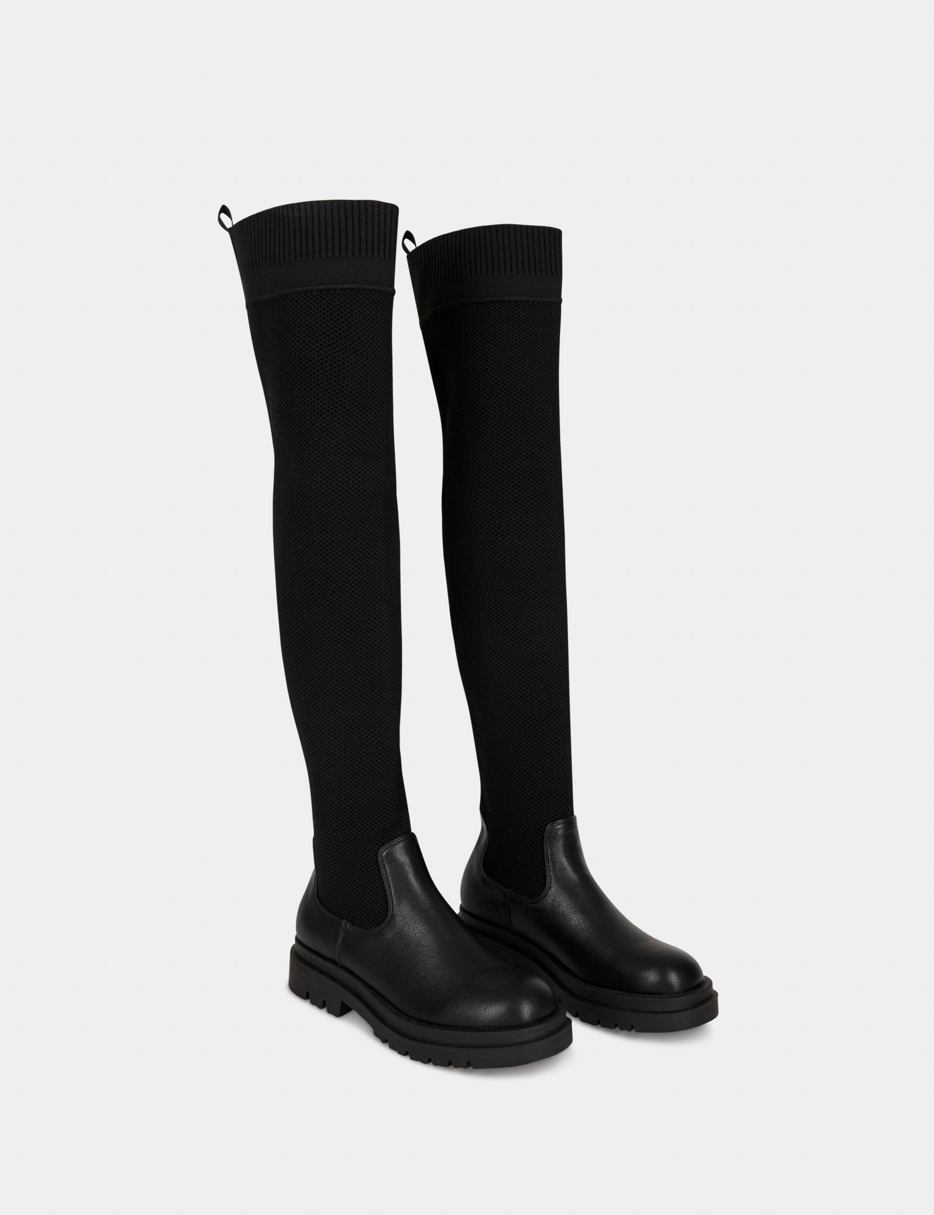 Bottes cuissardes chaussettes noir femme