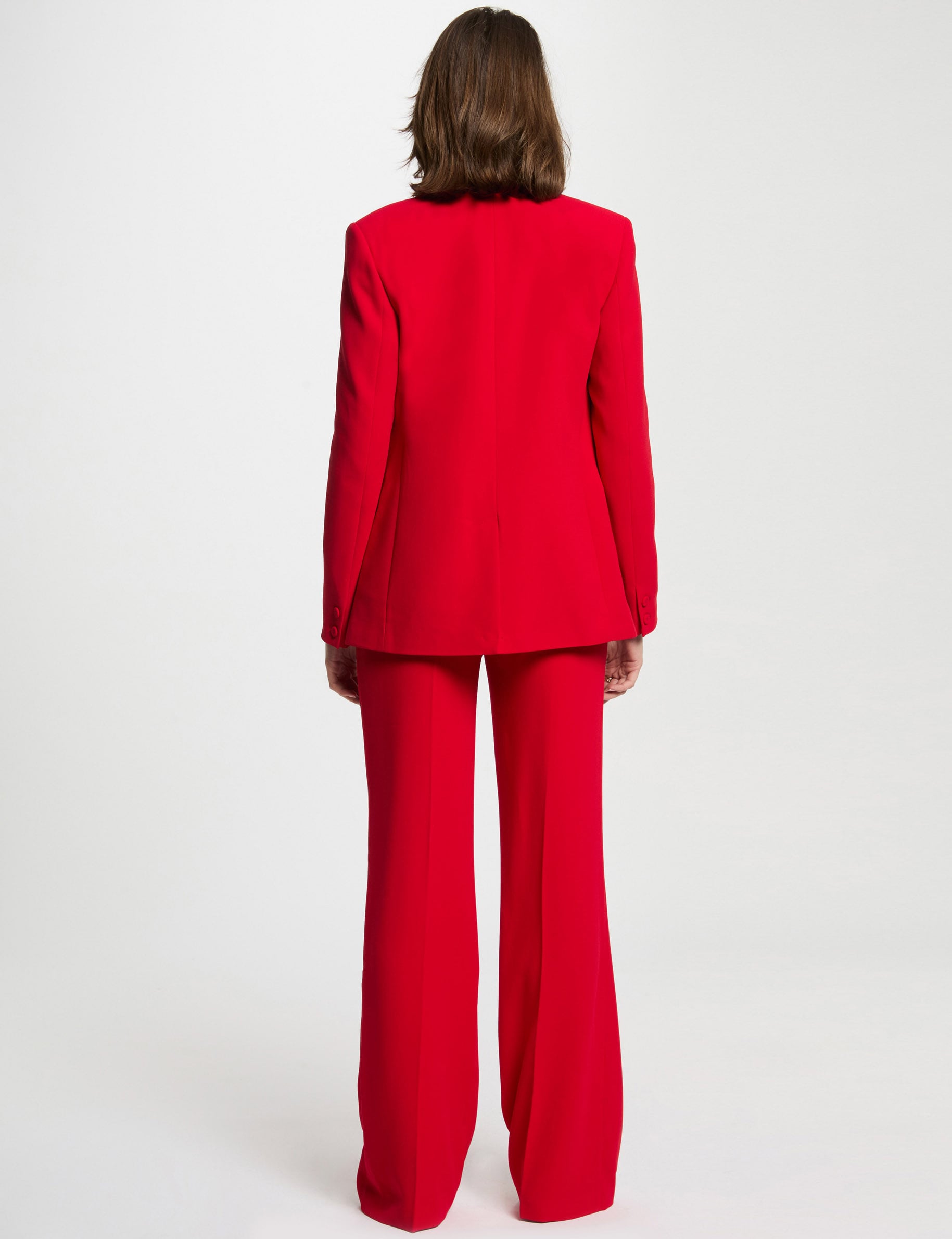 Blazer cintr&eacute; boutonn&eacute; rouge femme