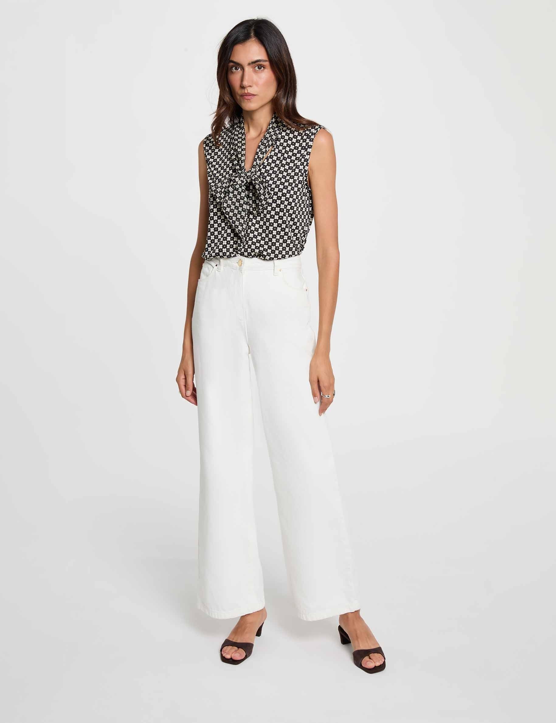 D&eacute;bardeur col lavalli&egrave;re blanc femme
