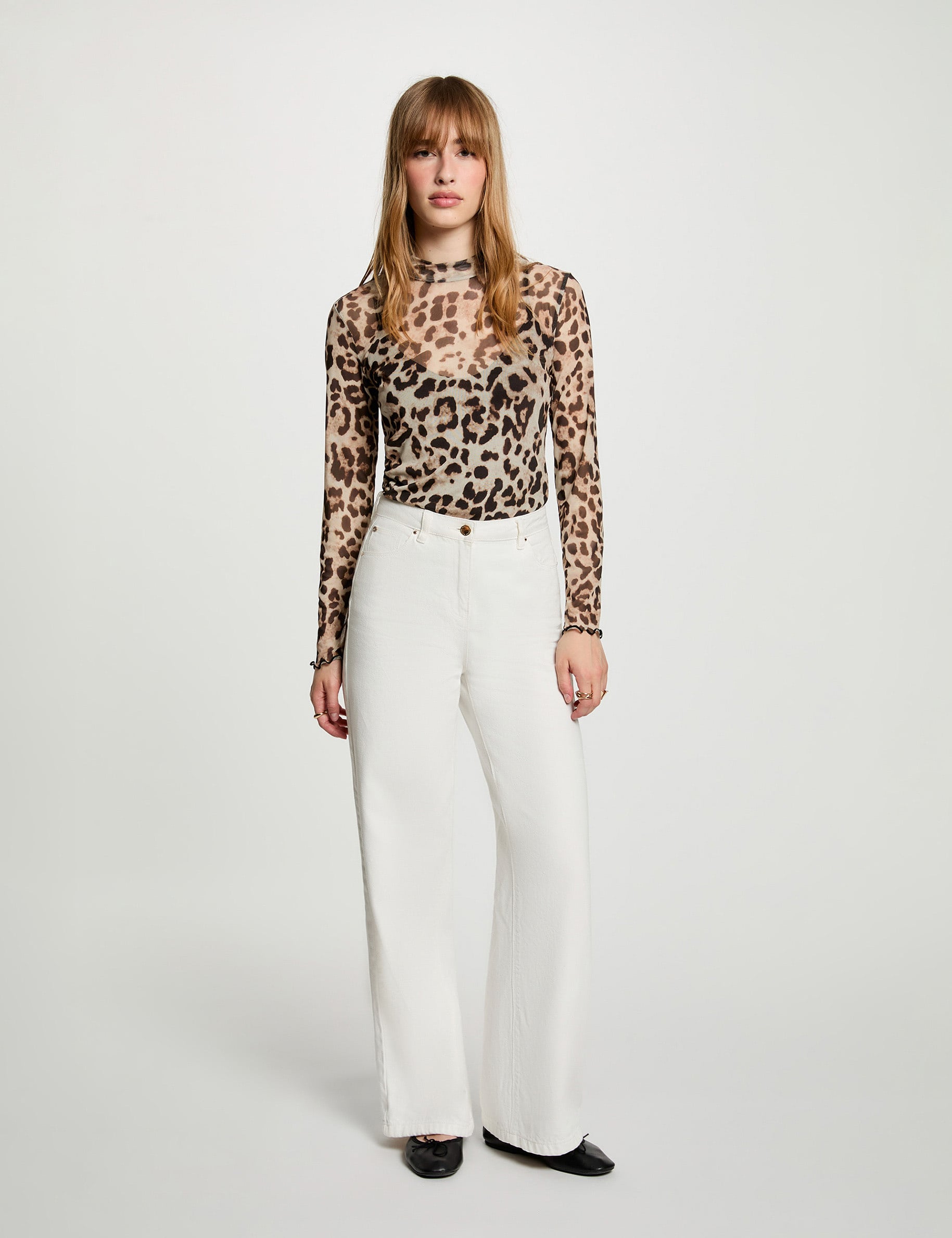 T-shirt col montant multicolore femme