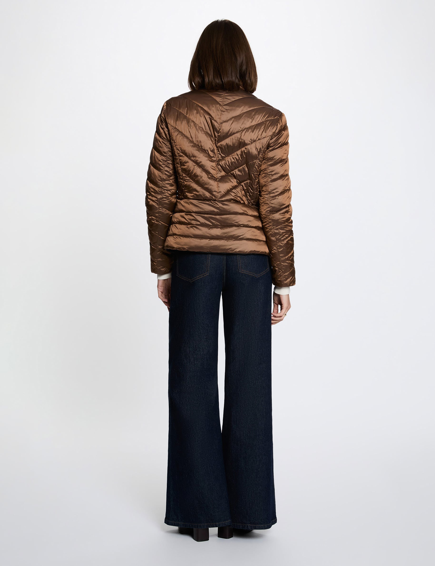 Doudoune r&eacute;versible satin&eacute;e couleur bronze femme