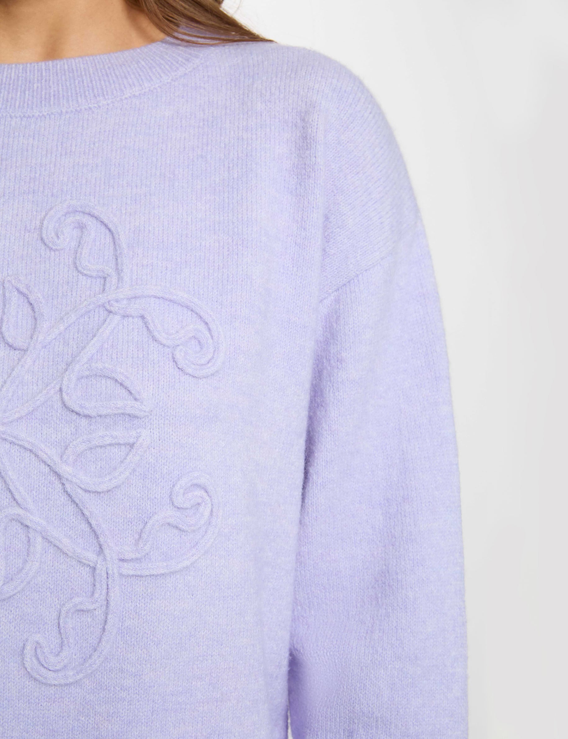 Pull col rond mauve femme