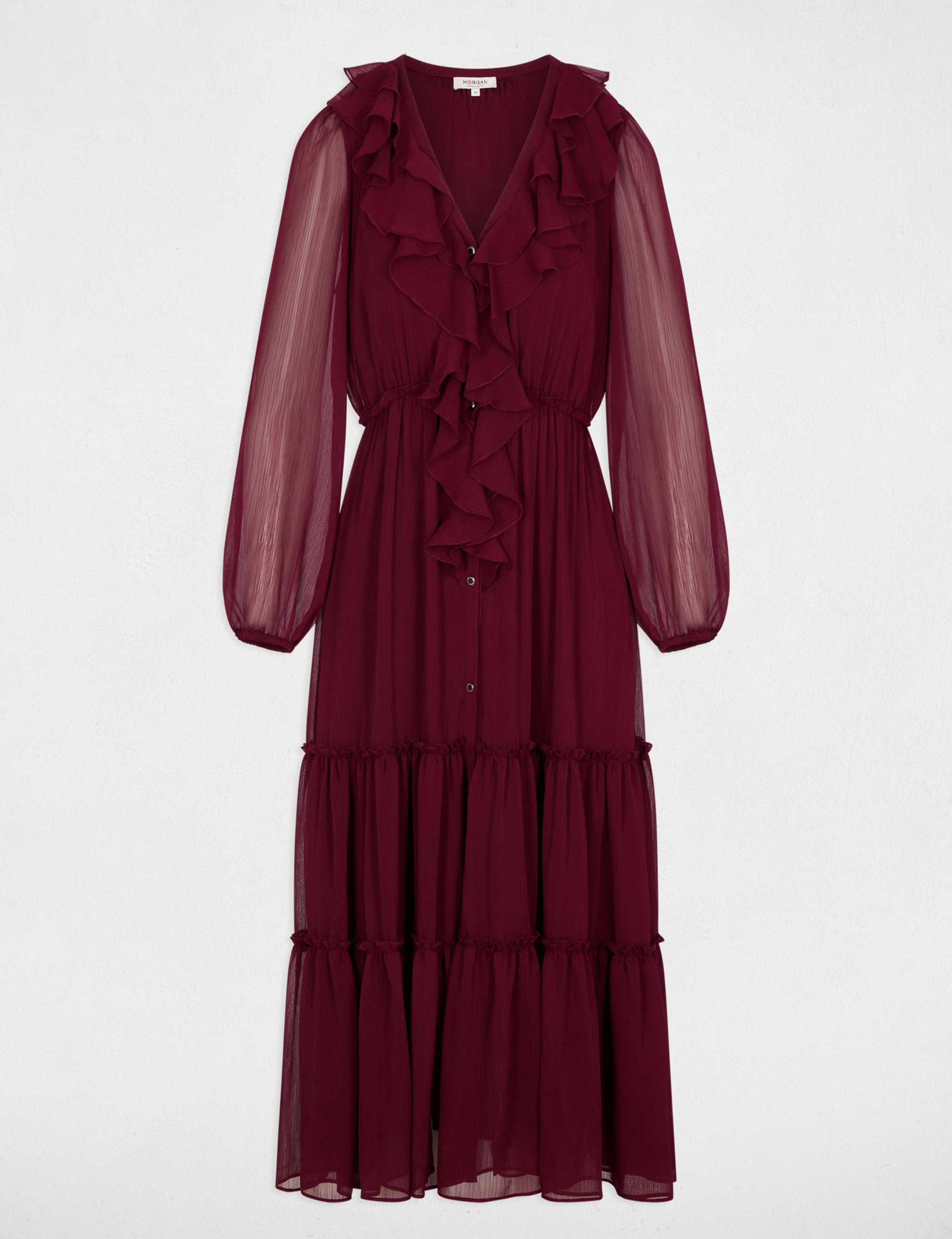 Robe longue fluide bordeaux femme