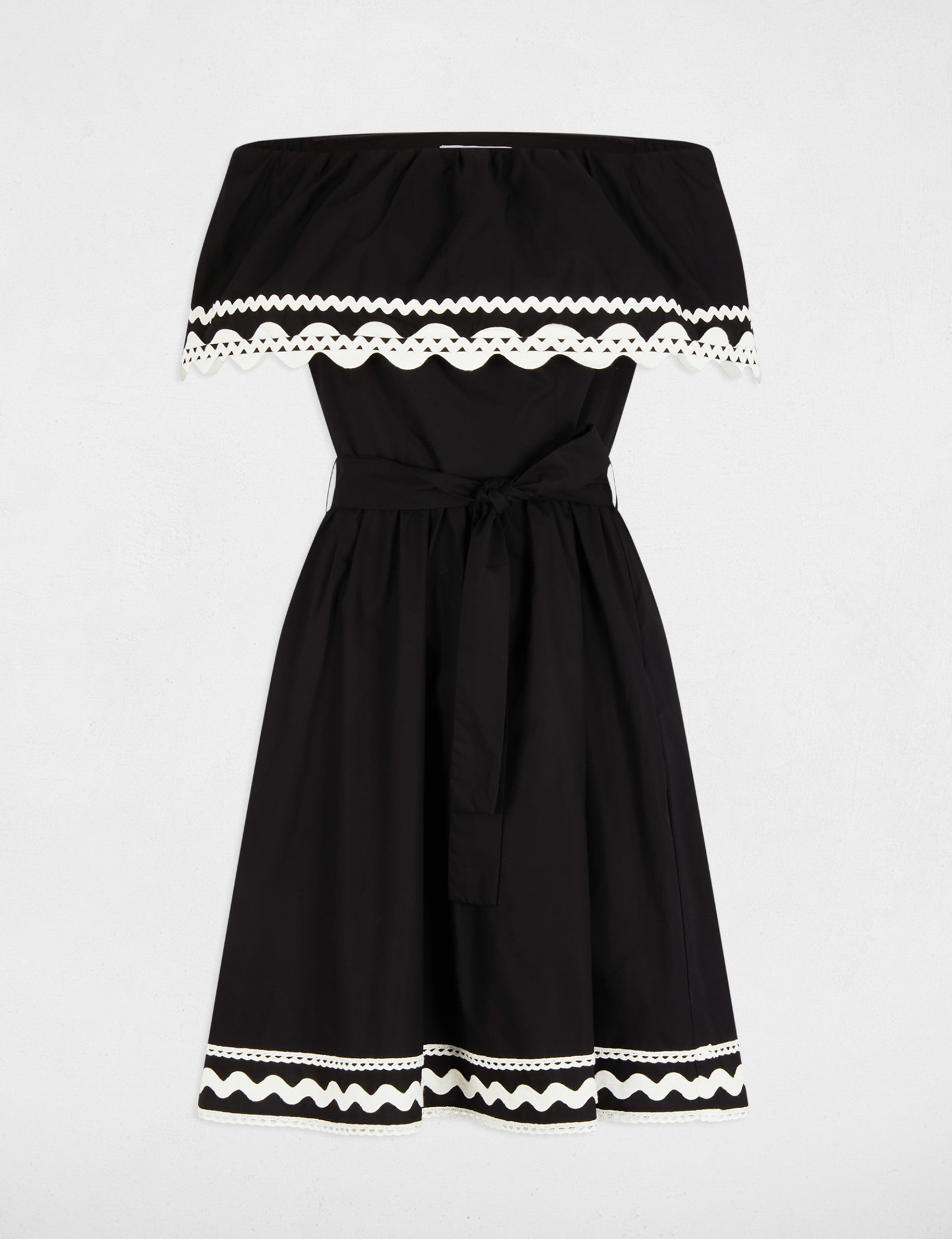 Robe courte trap&egrave;ze noir femme