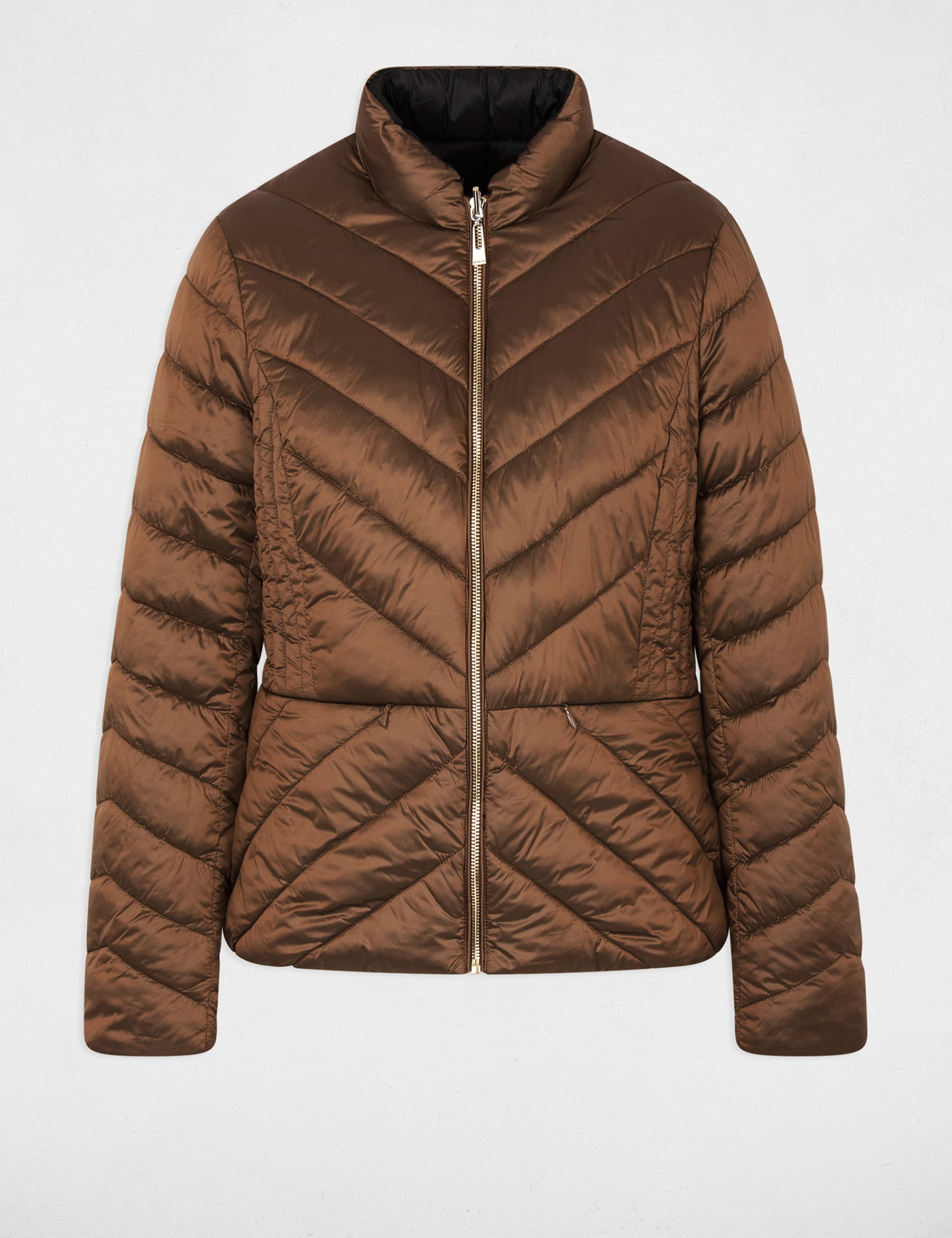 Doudoune r&eacute;versible satin&eacute;e couleur bronze femme