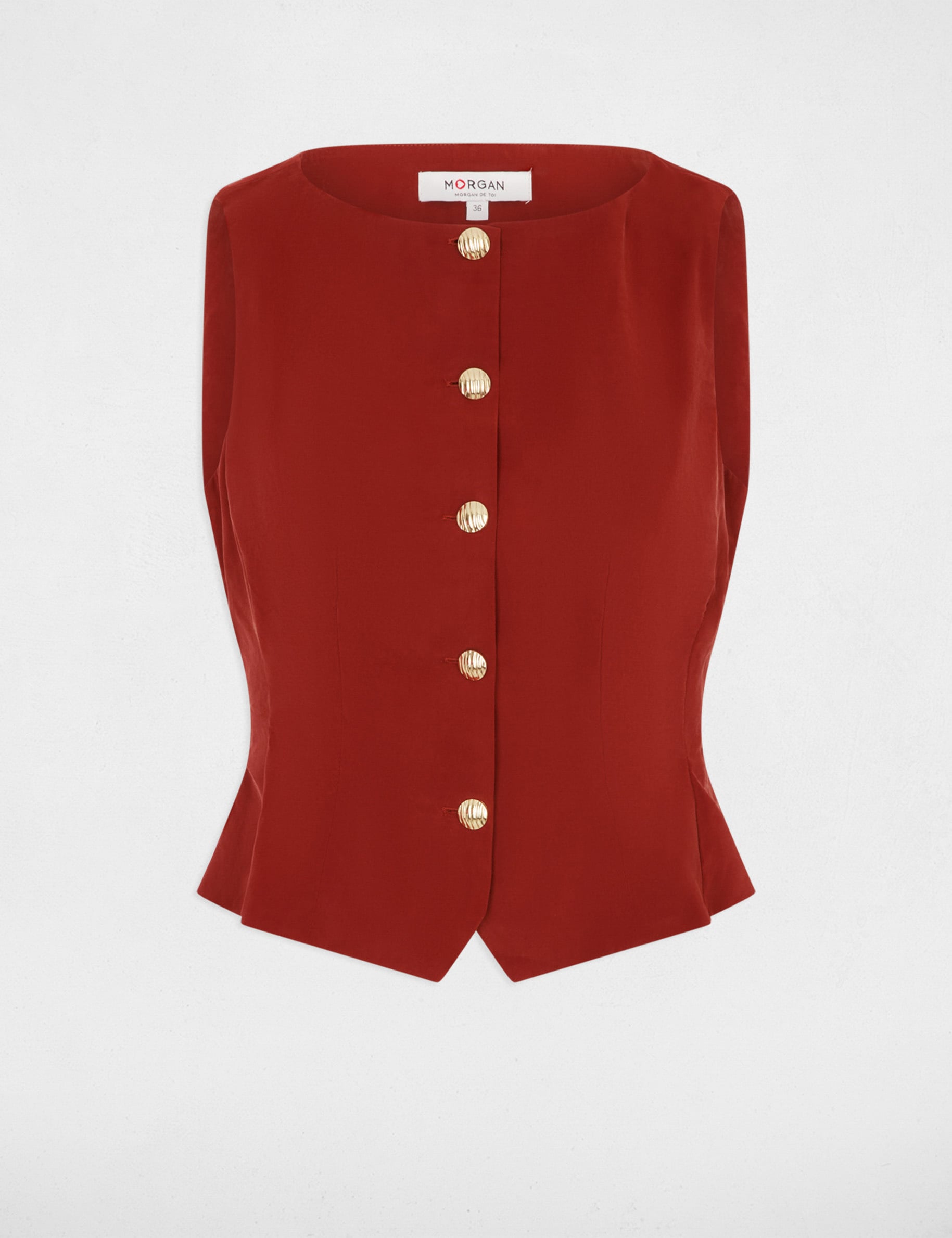 Gilet sans manches marron cognac femme