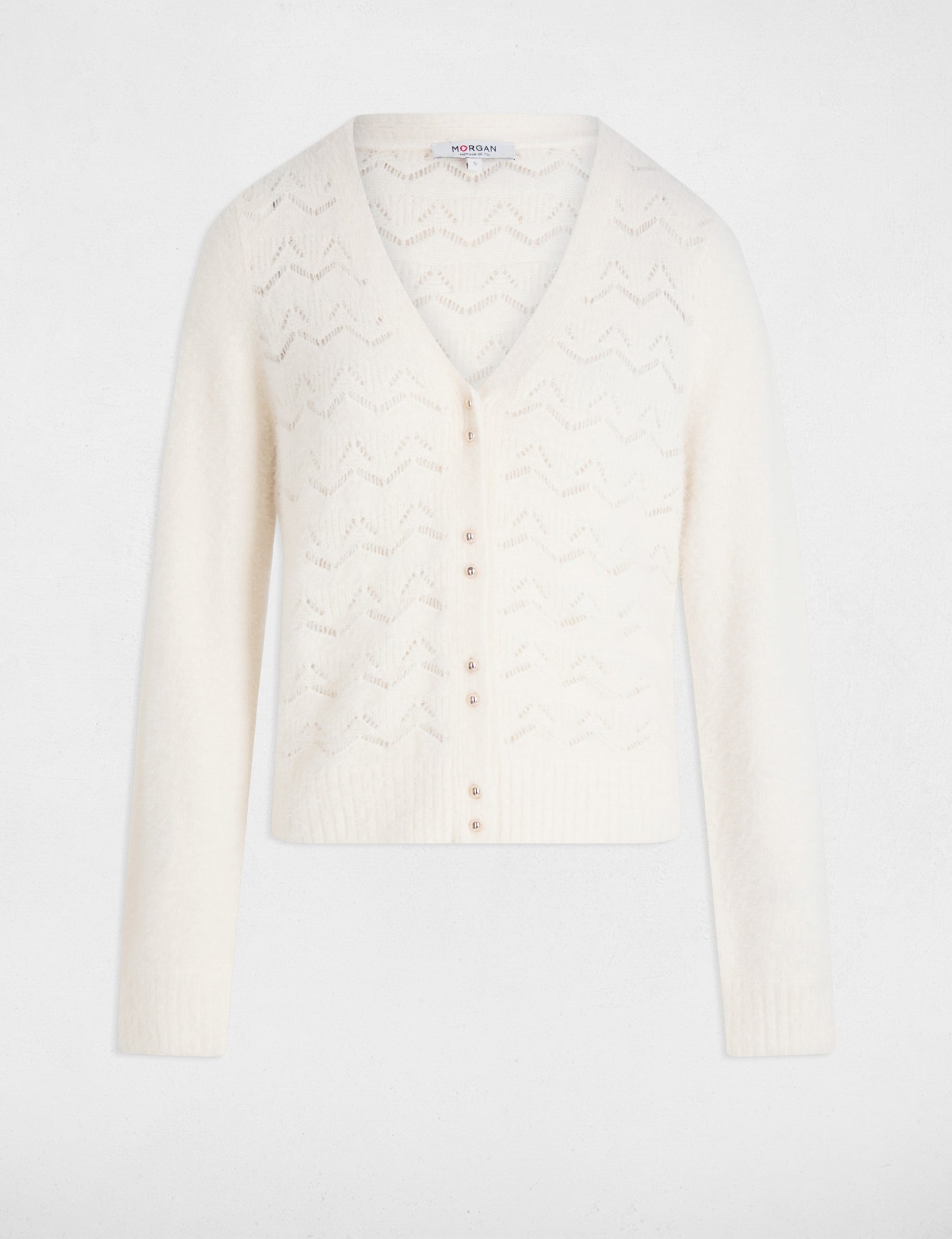 Gilet manches longues ivoire femme