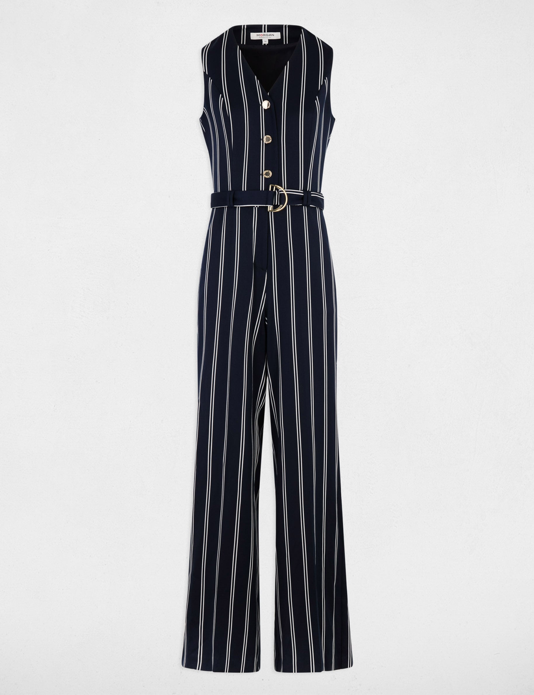 Combinaison sans manches col v bleu marine femme