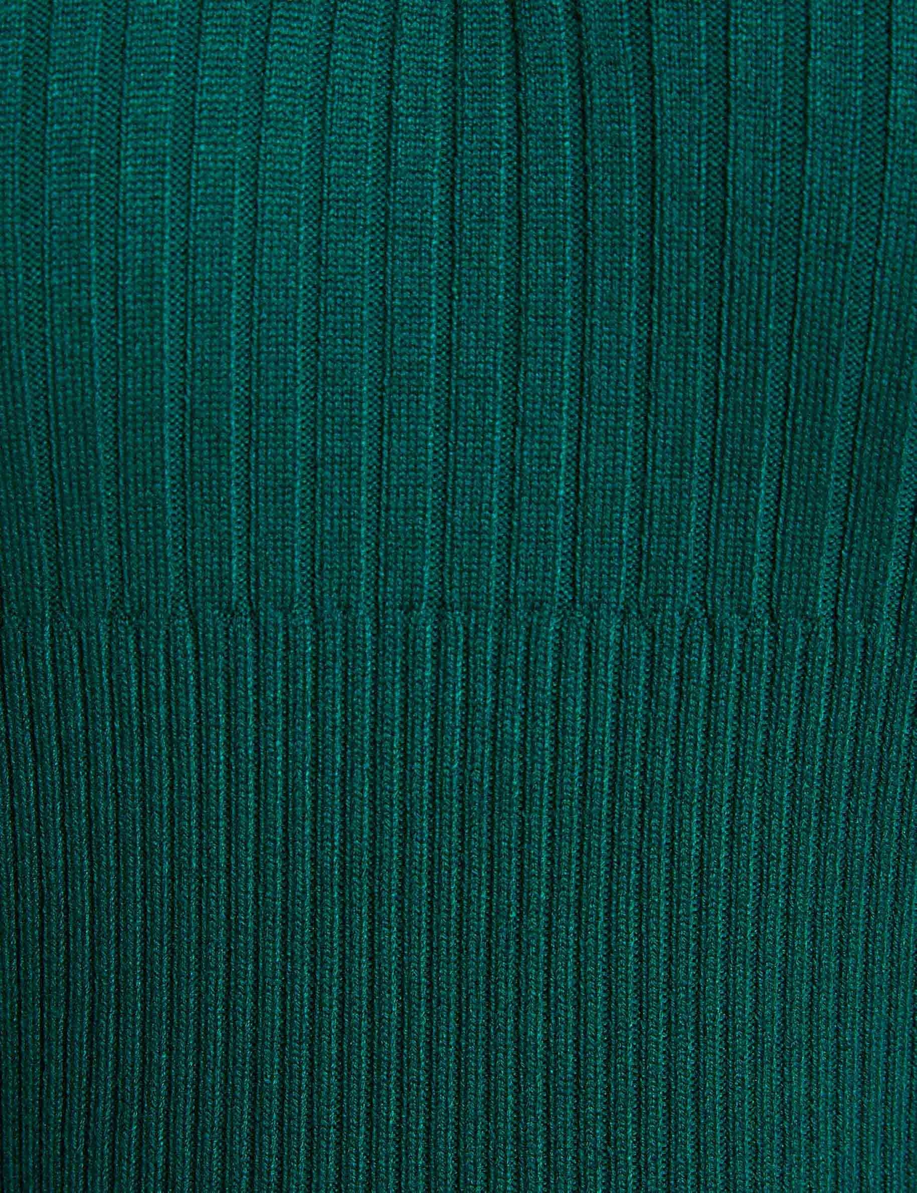 Pull col &agrave; revers vert femme
