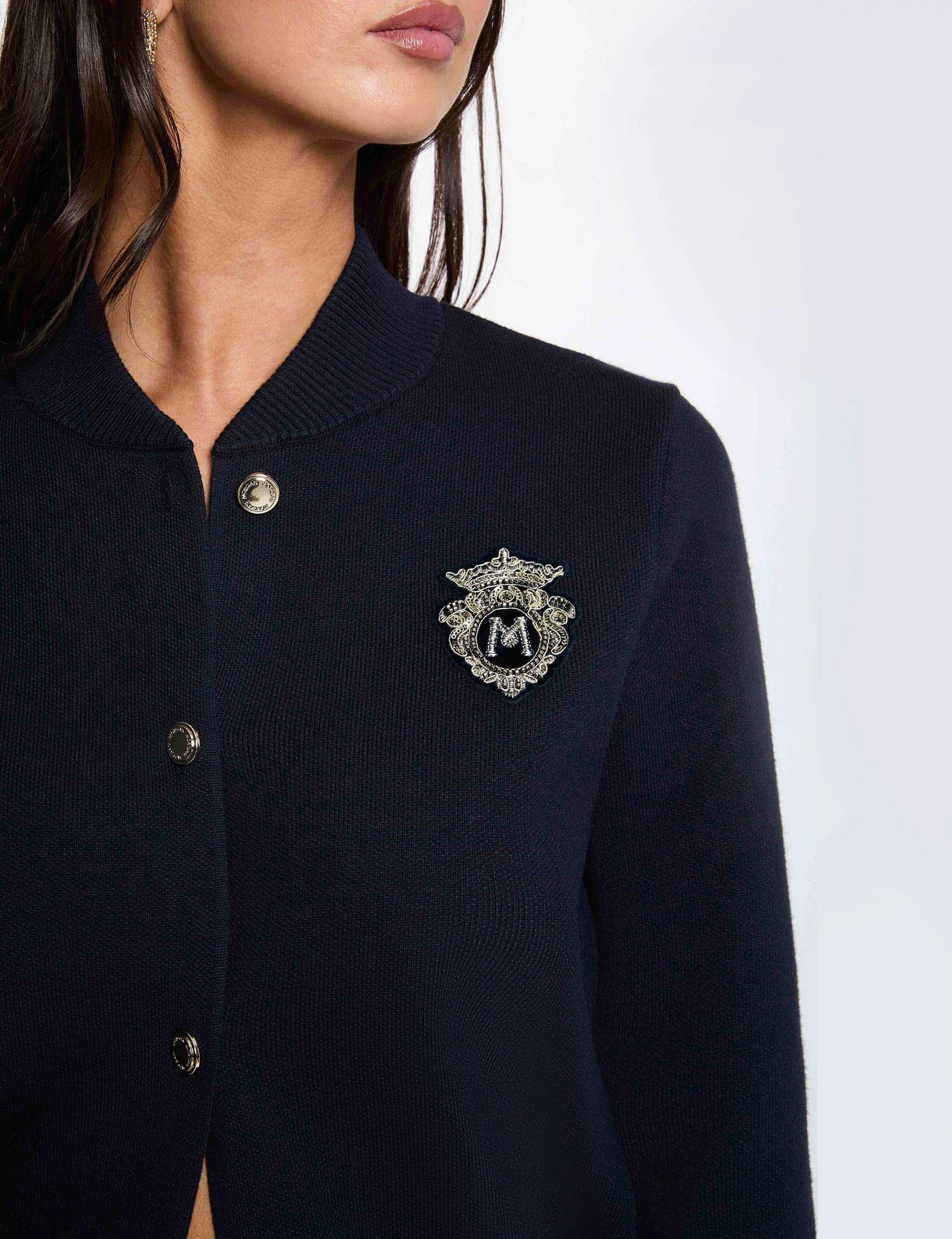 Pull col teddy bleu marine femme