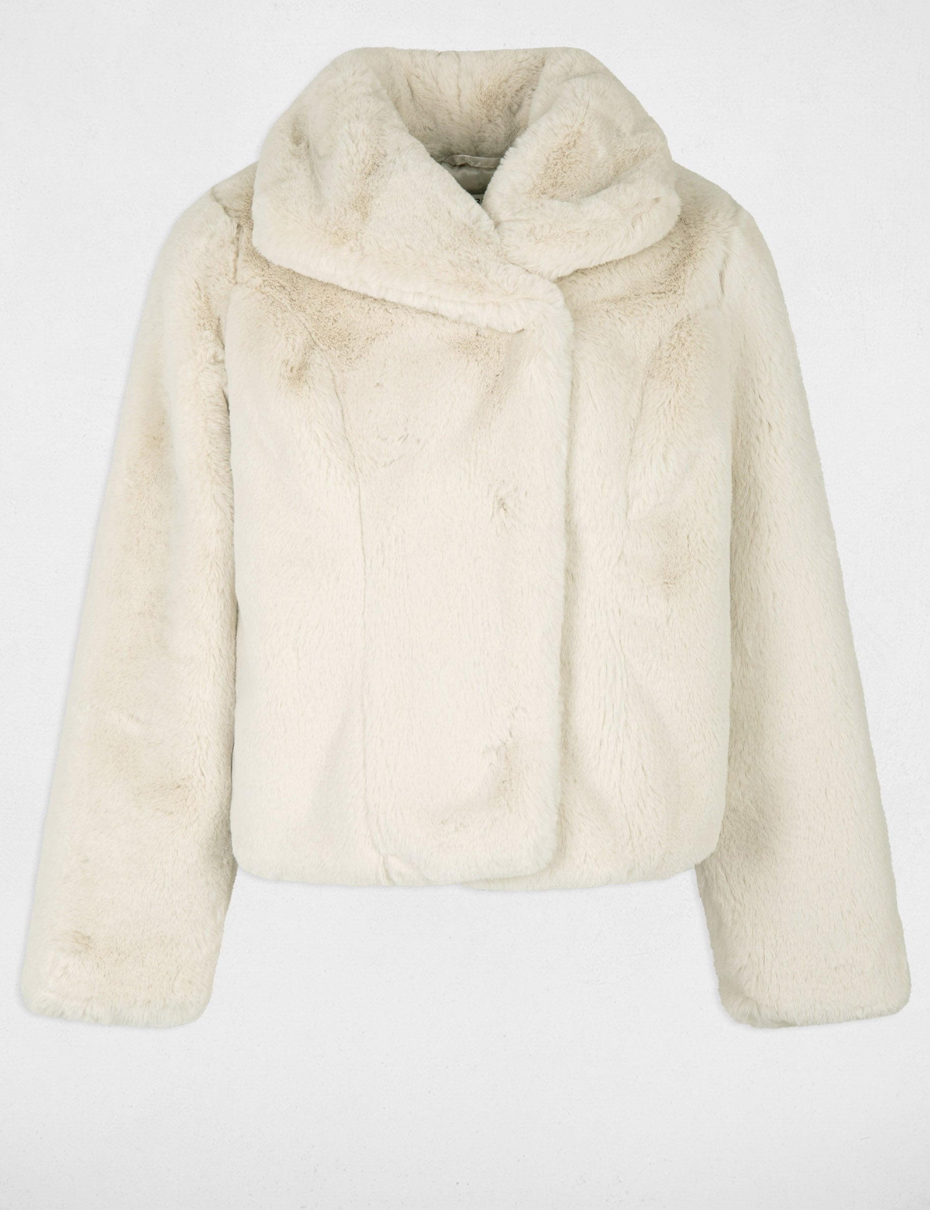 Manteau imitation fourrure ivoire femme