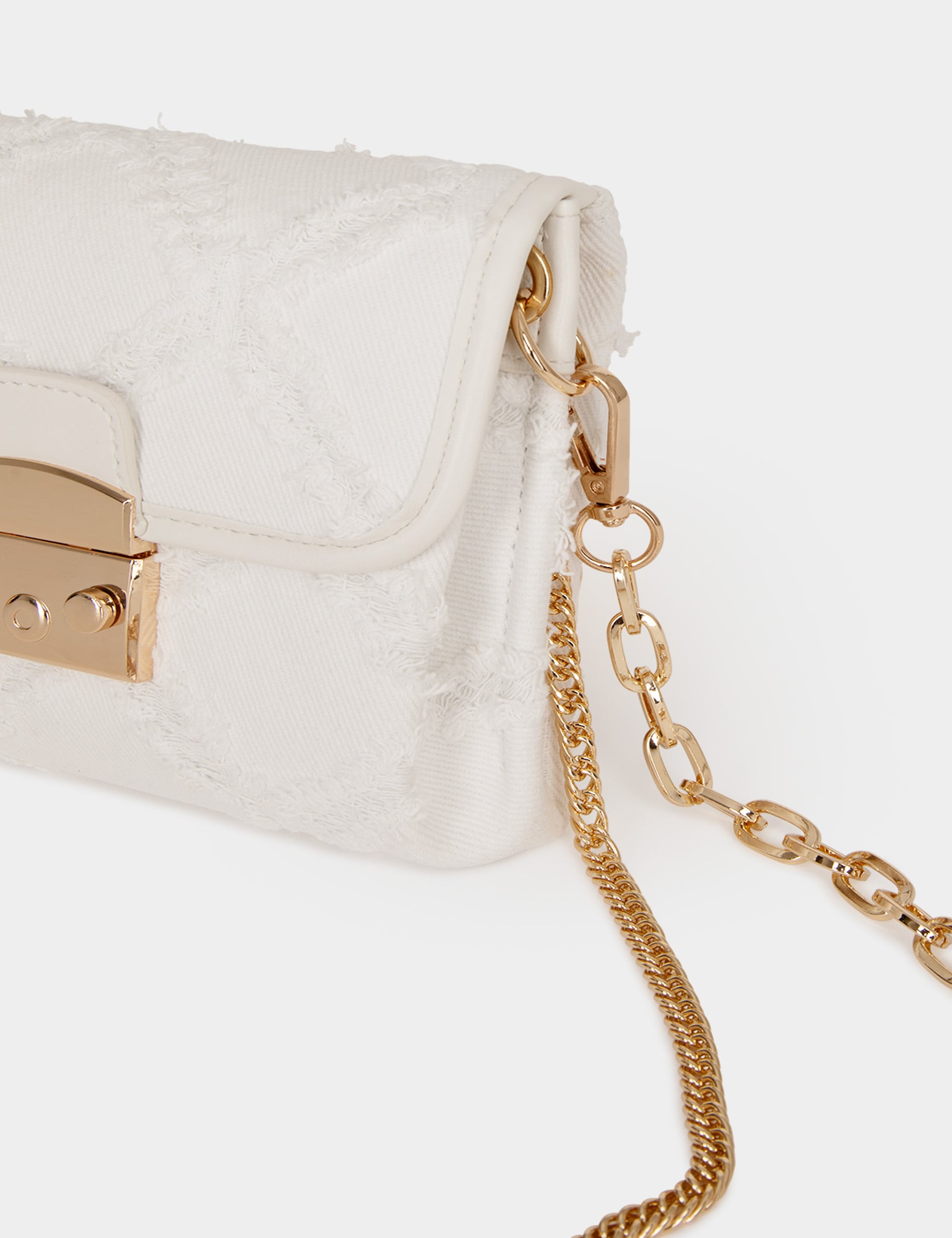 Sac pochette &agrave; franges ivoire femme