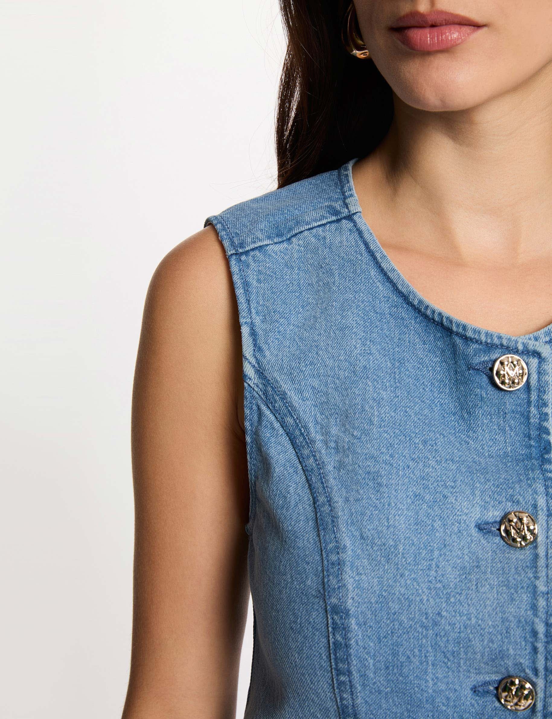 Gilet sans manches denim double stone femme