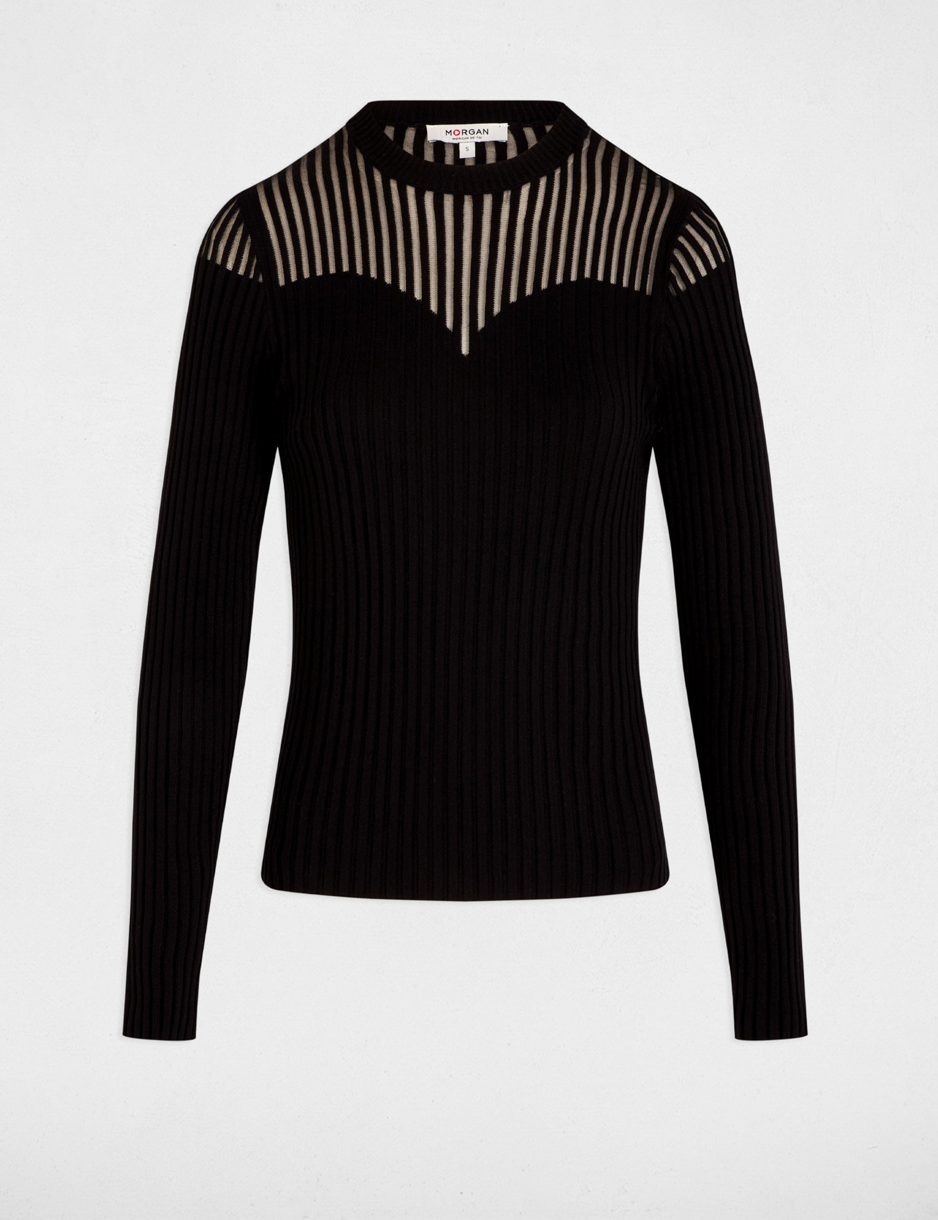 Pull manches longues noir femme