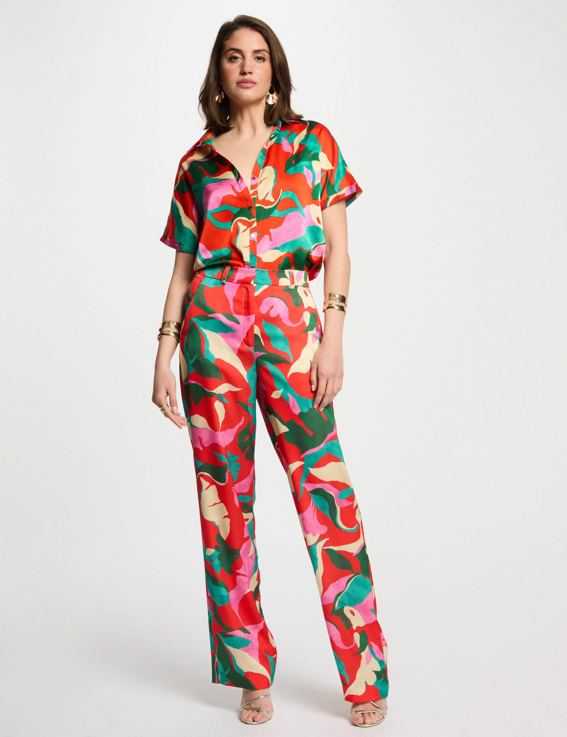 Chemise manches courtes multicolore femme