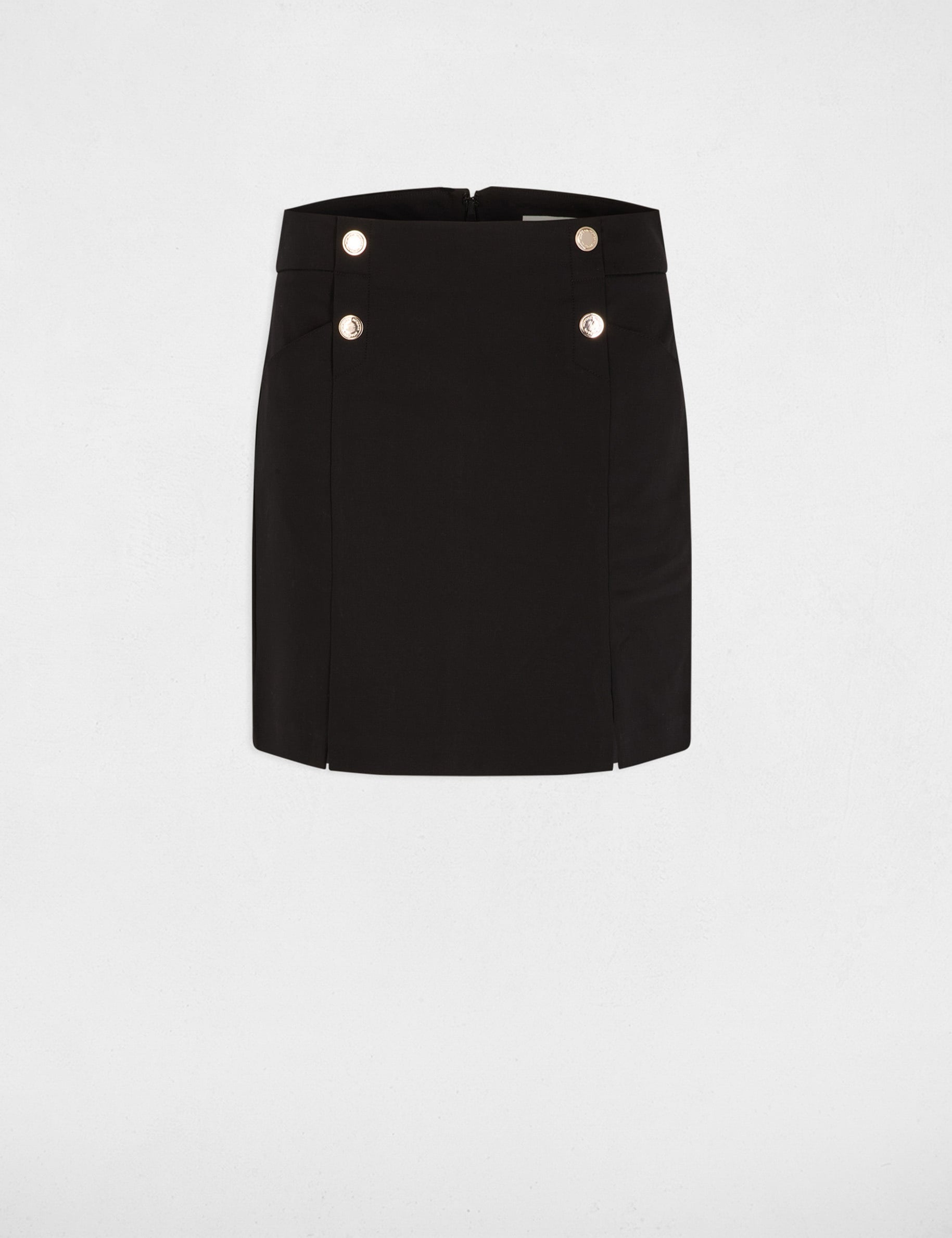 Jupe courte &agrave; boutons noir femme