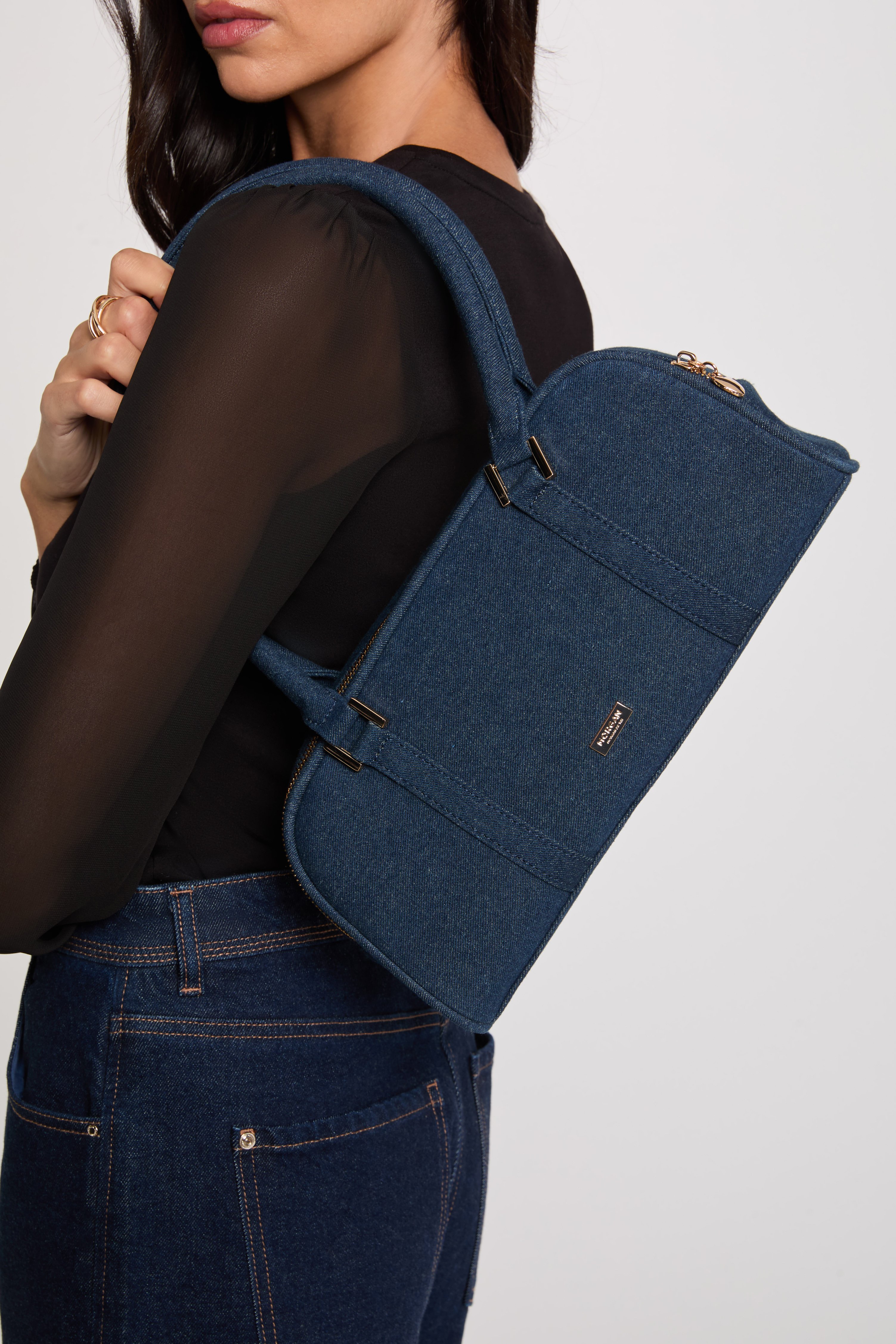 Sac baguette en jean denim stone femme