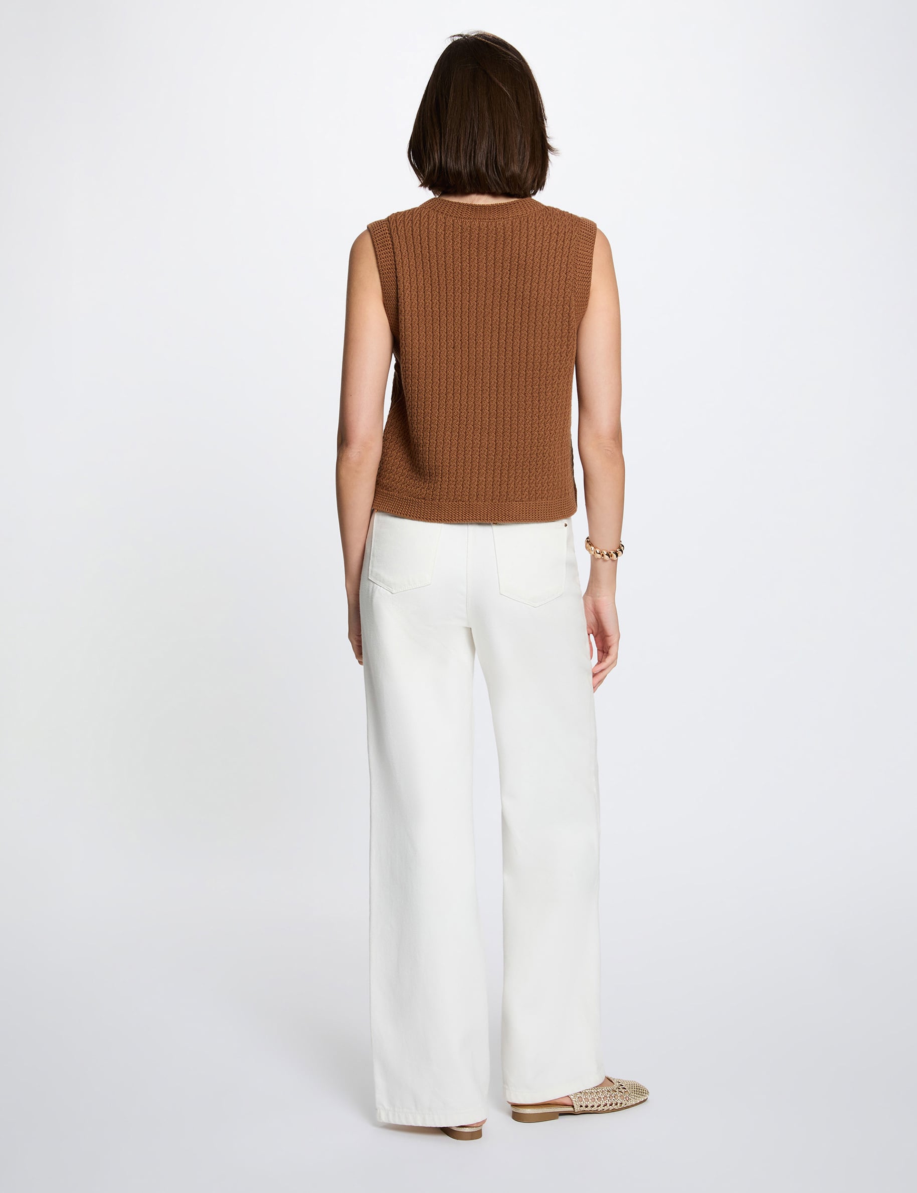 Pull sans manches camel femme