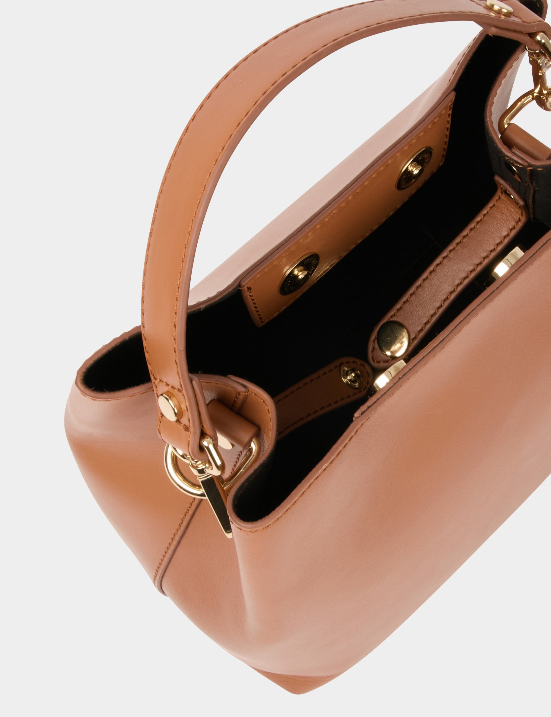 Sac sceau en cuir camel femme