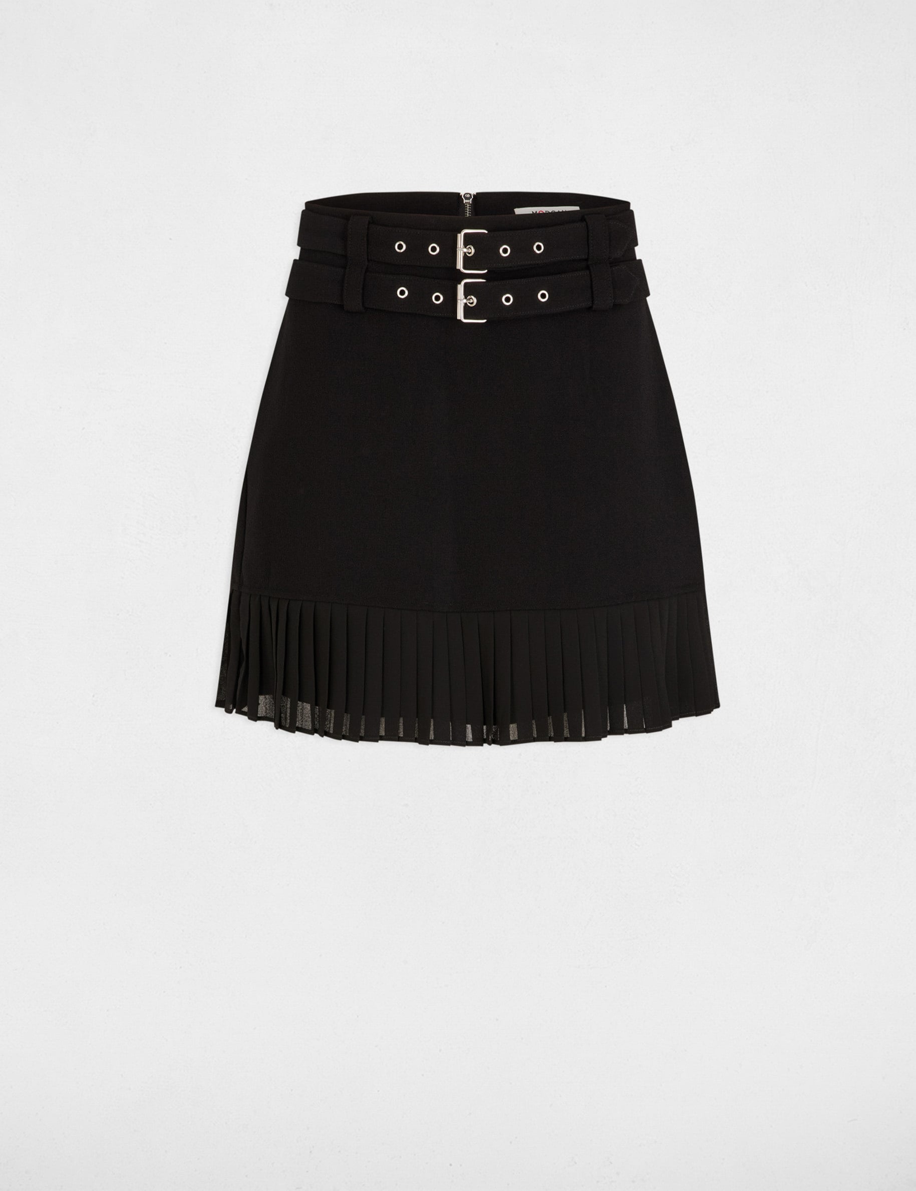 Jupe courte pliss&eacute;e noir femme