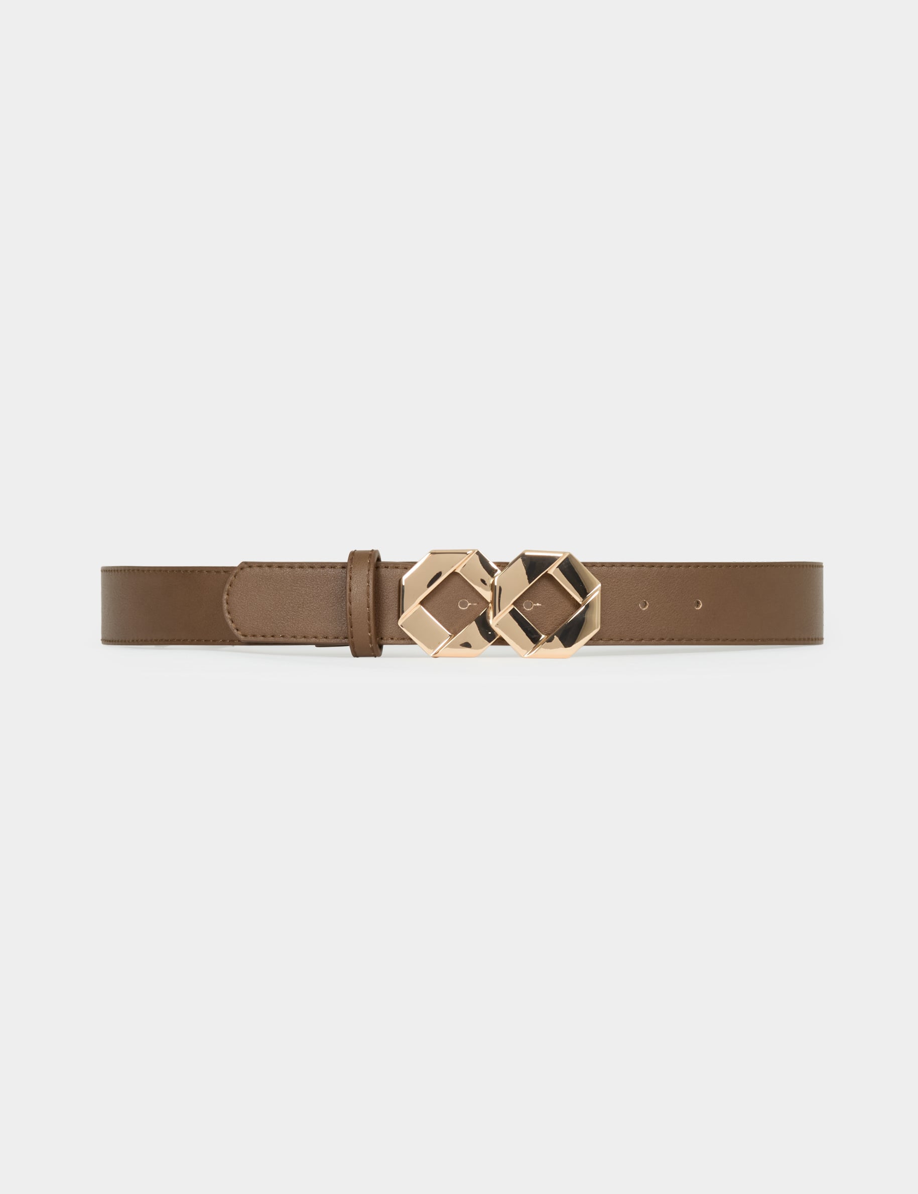 Ceinture fine similicuir marron clair femme