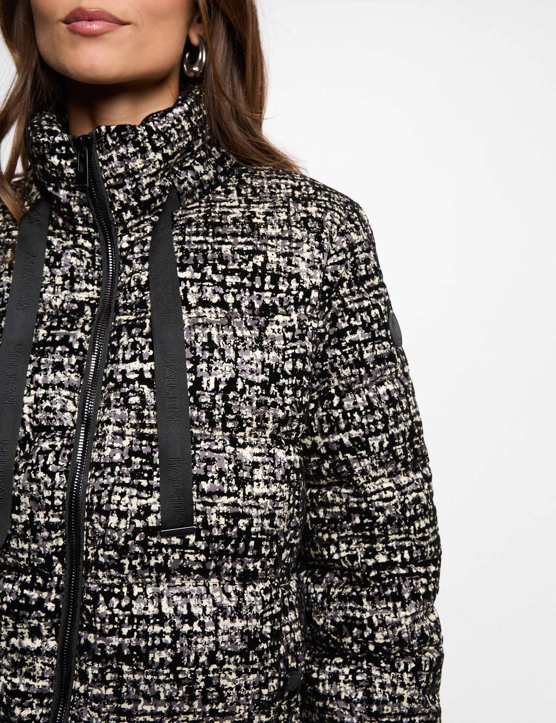Doudoune tweed col montant multicolore femme