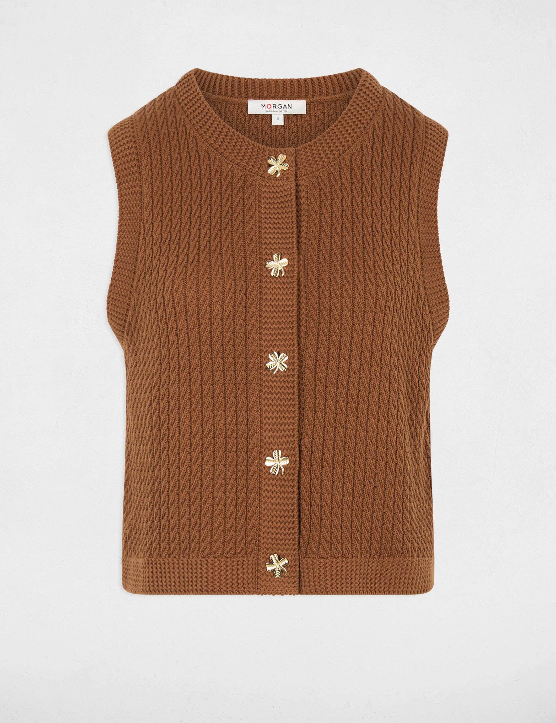 Pull sans manches camel femme