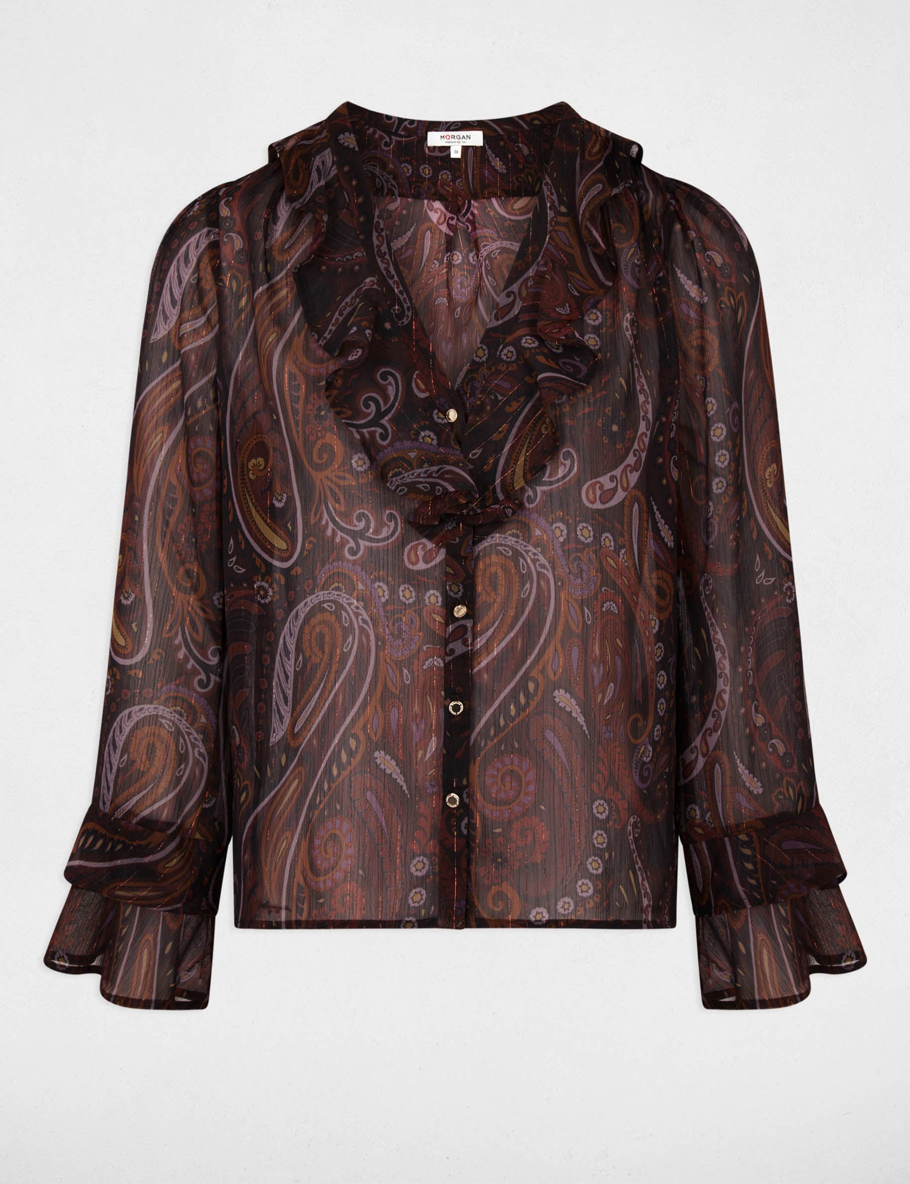 Chemise voile col v multicolore femme