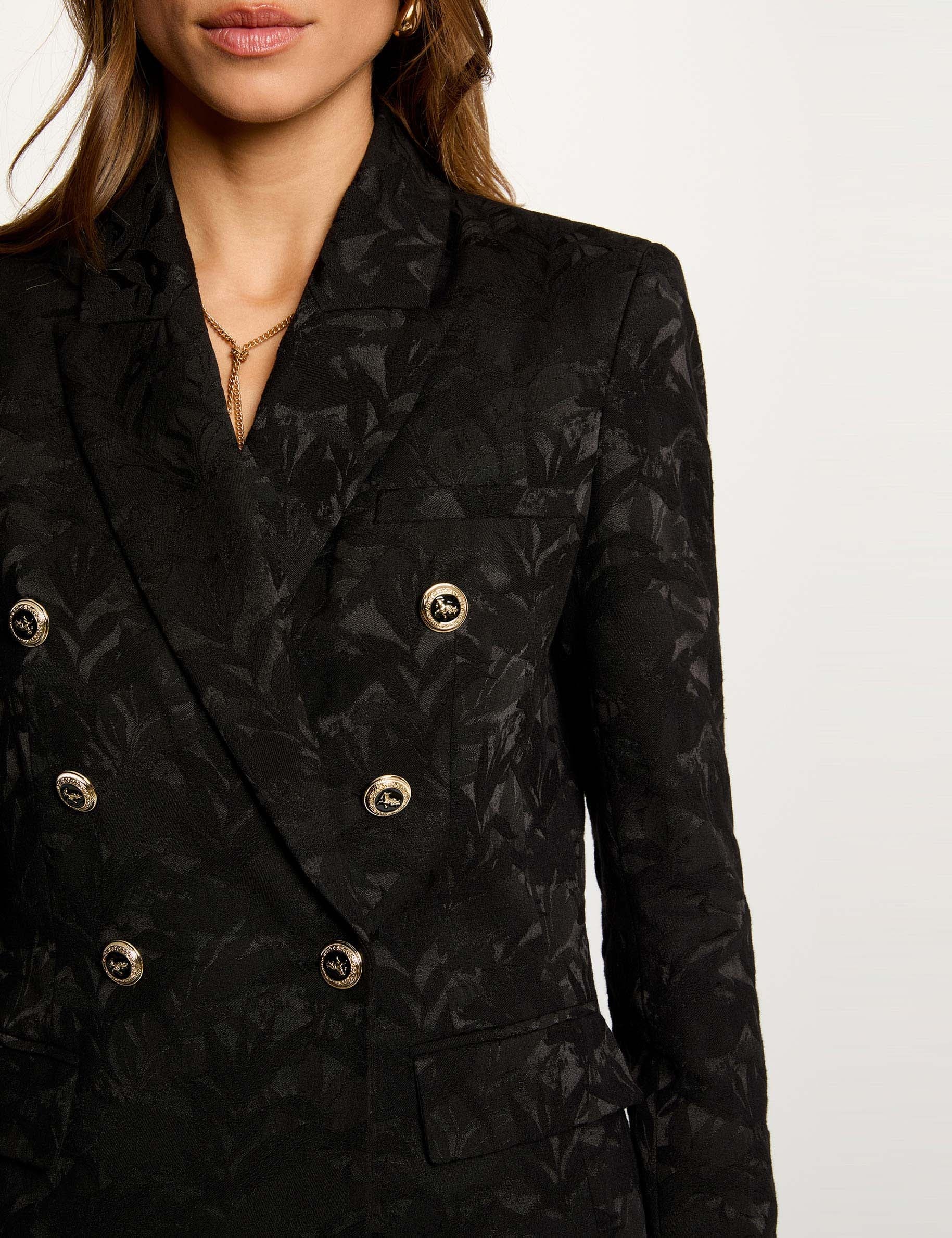 Veste jacquard ajust&eacute;e noir femme