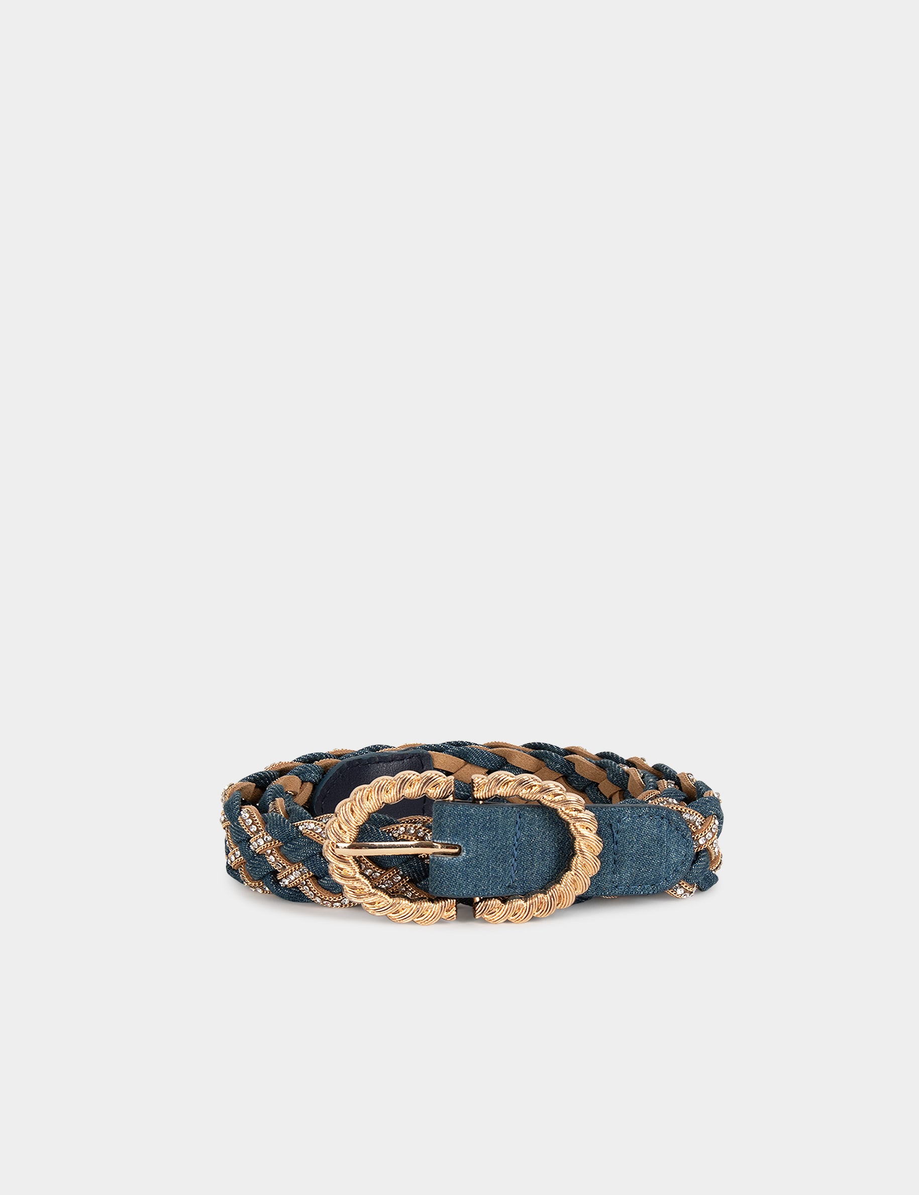 Ceinture en jean tress&eacute;e denim stone femme